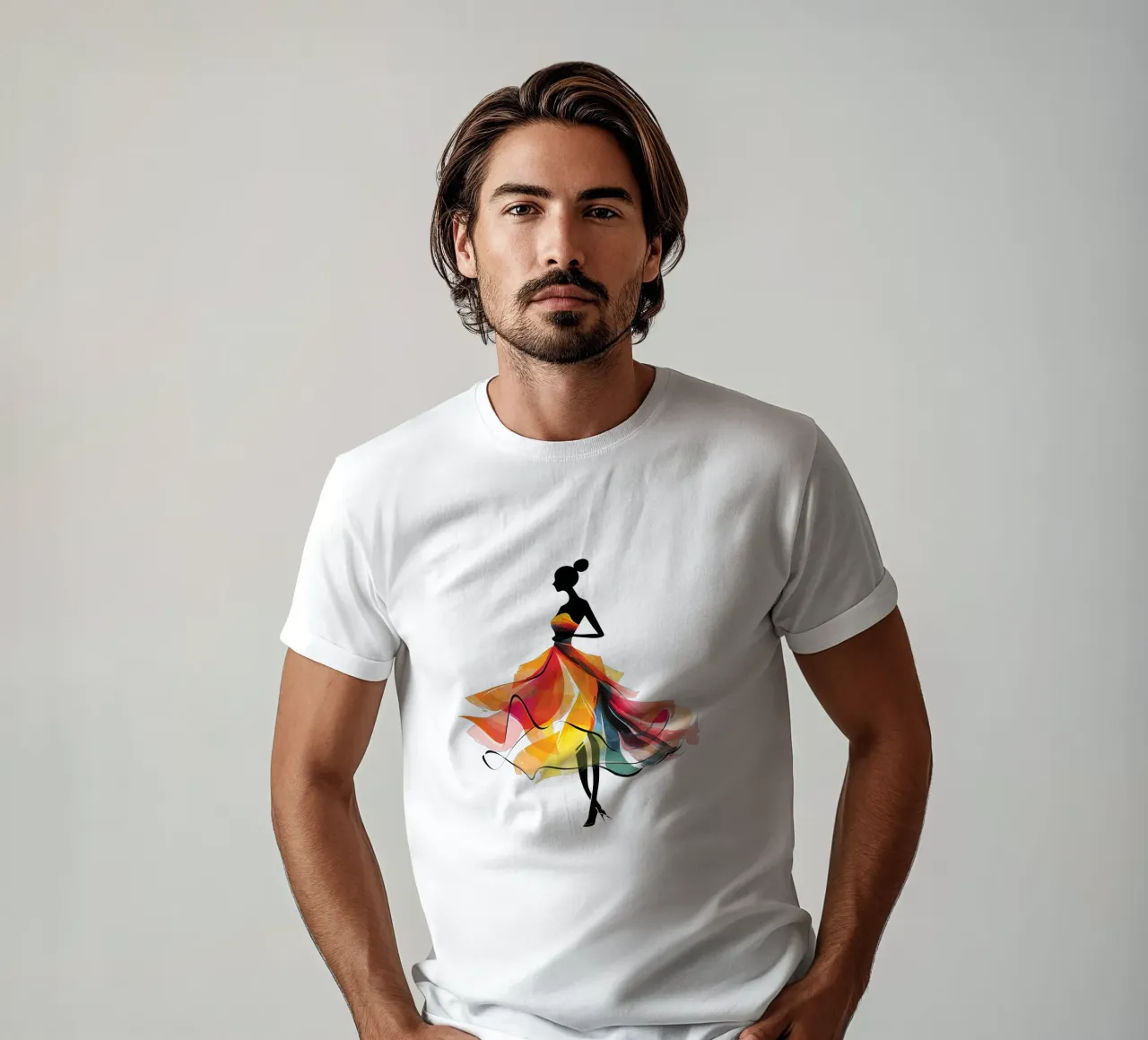 Fashion Silhouette Colorful Dress Trending Now t-shirt by Urban Life