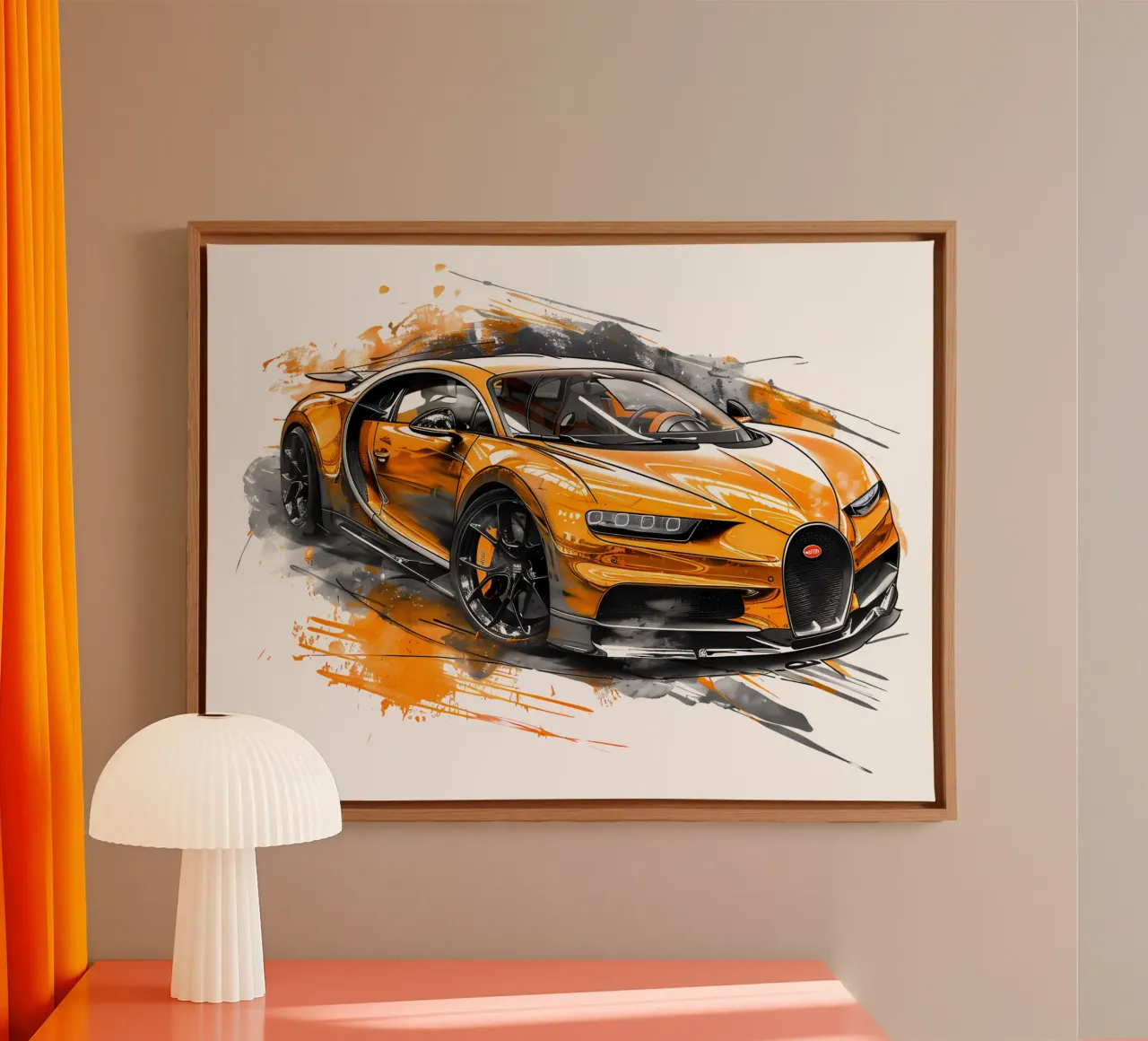 Illustrazione di auto sportive di tendenza tela con Cornice a cassetta da Urban Life