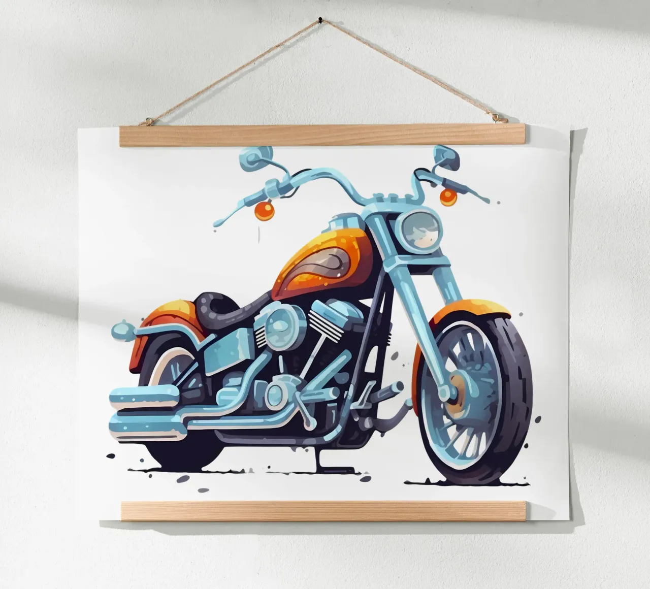 Ilustración de una excursión en moto poster con marco de plástico de Urban Life