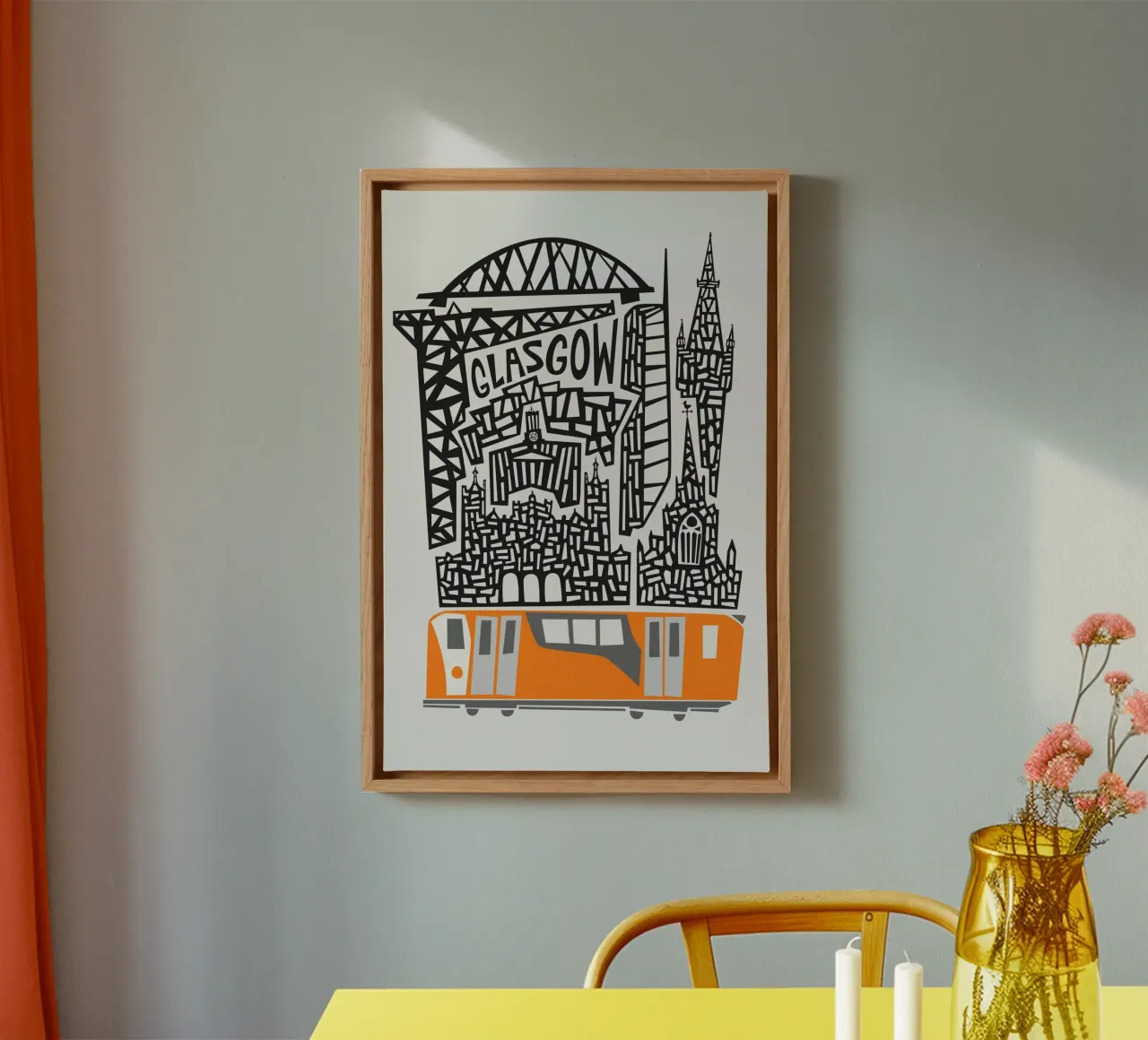 Paesaggio urbano di Glasgow tela con Cornice a cassetta da Fox & Velvet