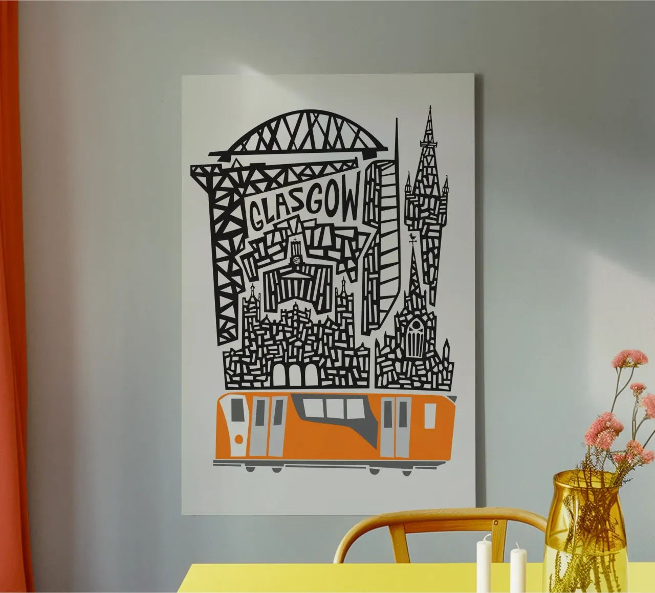 Paesaggio urbano di Glasgow tela con Cornice a cassetta da Fox & Velvet