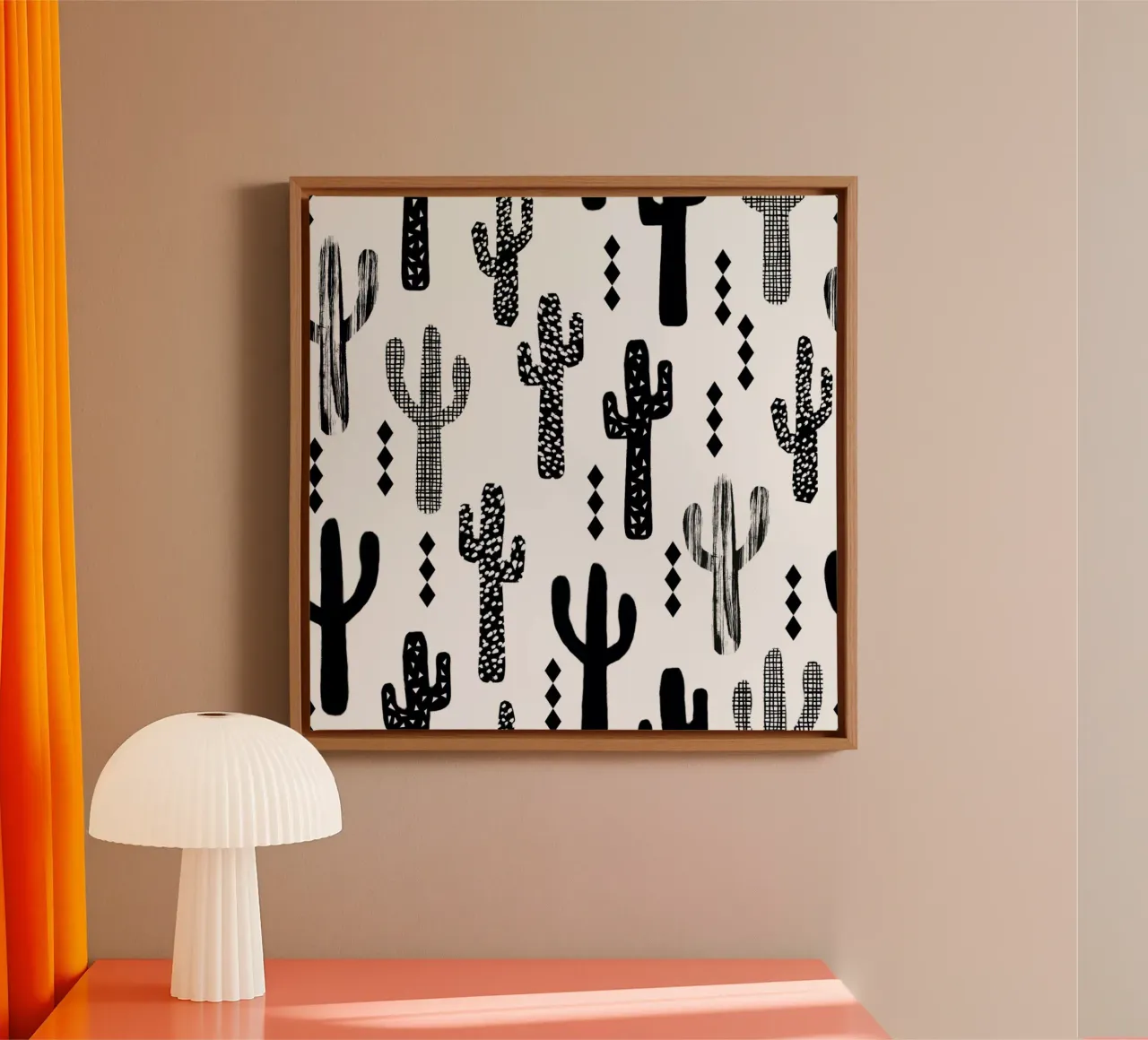 Cactus Black tela con Cornice a cassetta da Charlotte Winter