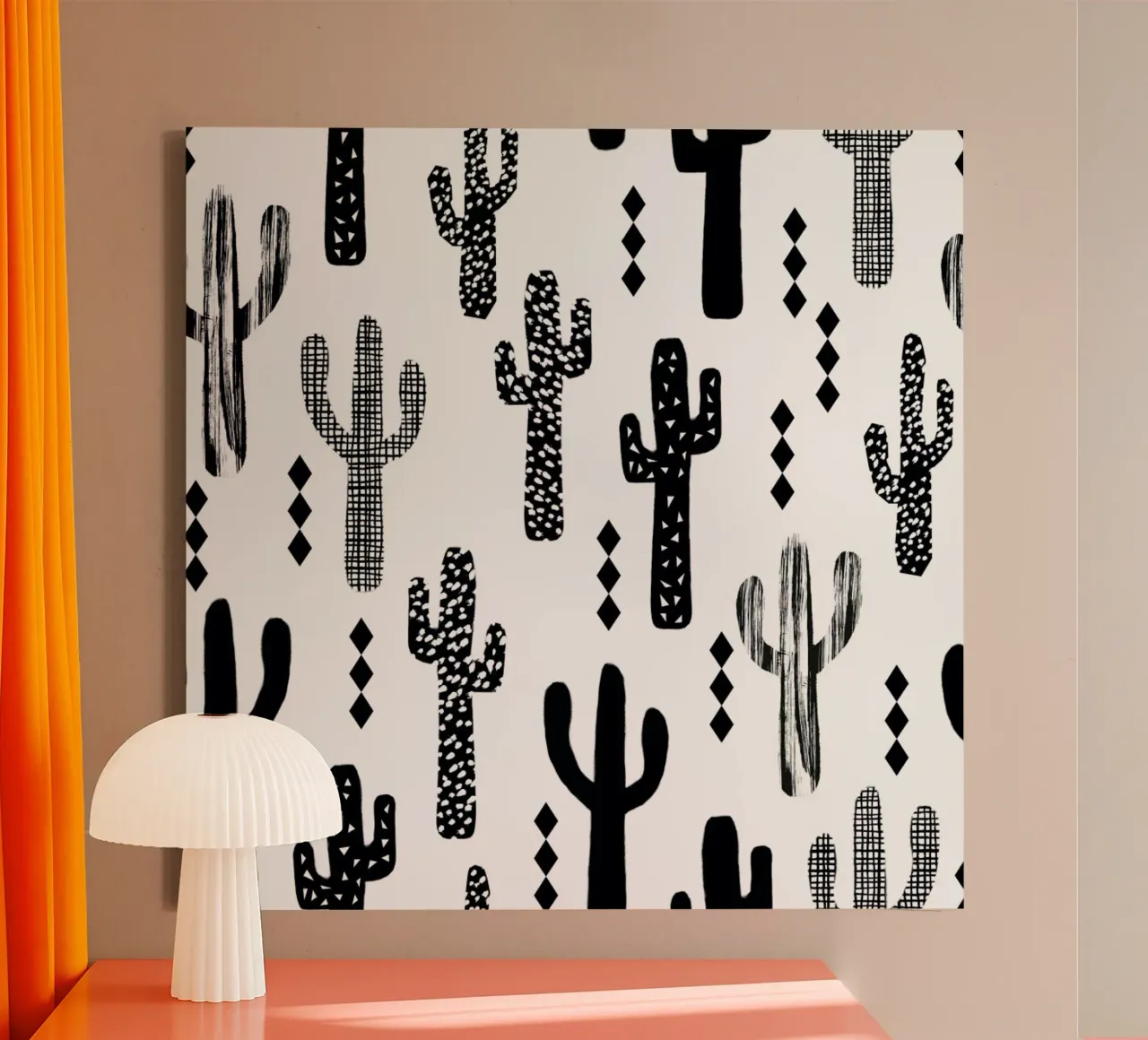 Cactus Black tela con Cornice a cassetta da Charlotte Winter