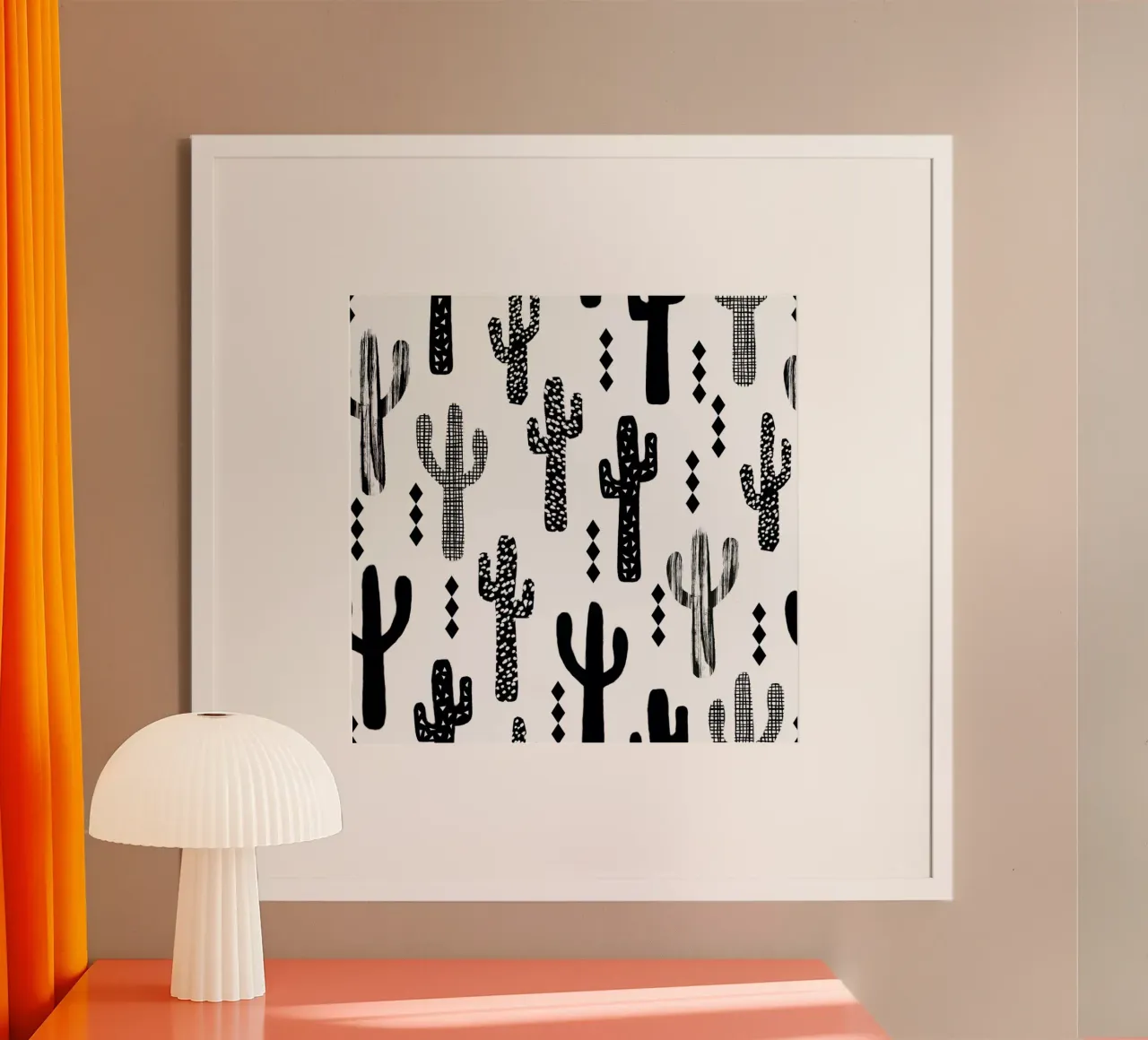 Cactus Black poster con telaio in plastica da Charlotte Winter