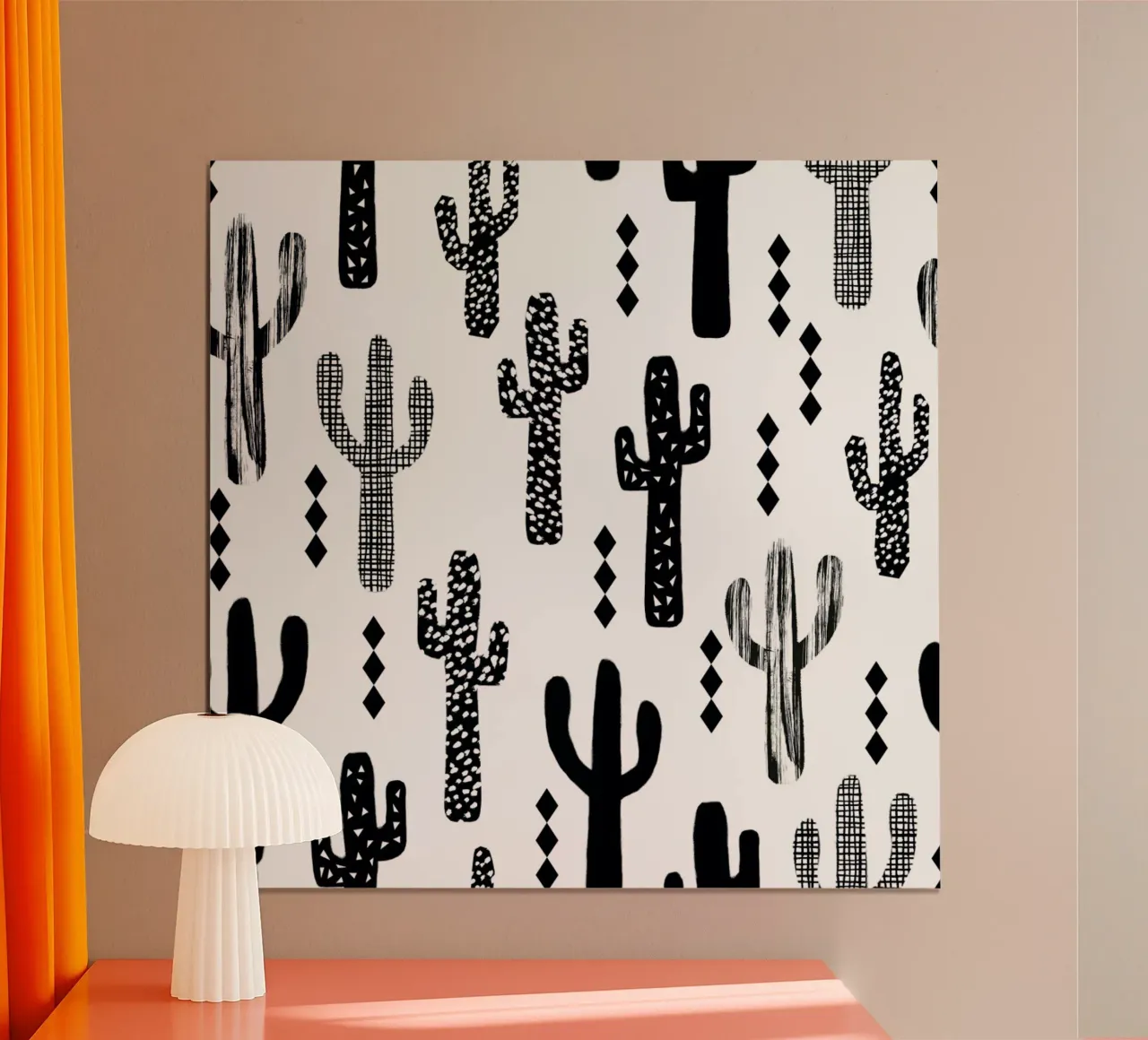 Cactus Black poster con telaio in plastica da Charlotte Winter