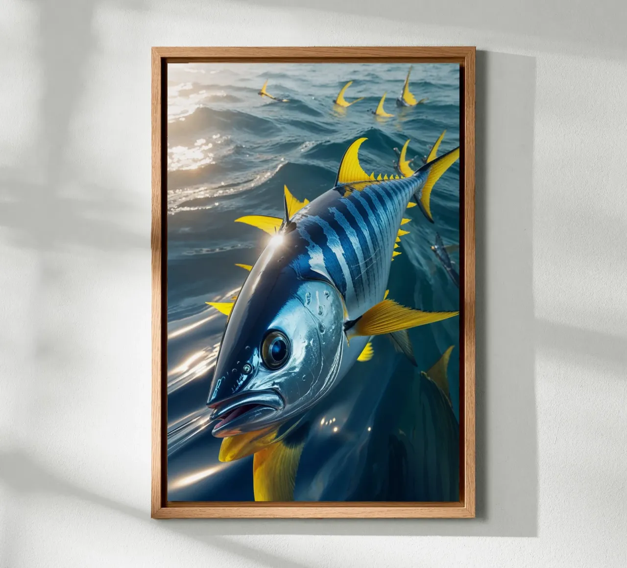 Graceful Yellowfin Tuna in Pristine Waters tela con Cornice a cassetta da AlbertKlee
