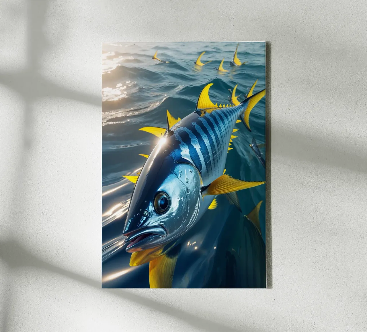 Graceful Yellowfin Tuna in Pristine Waters tela con Cornice a cassetta da AlbertKlee