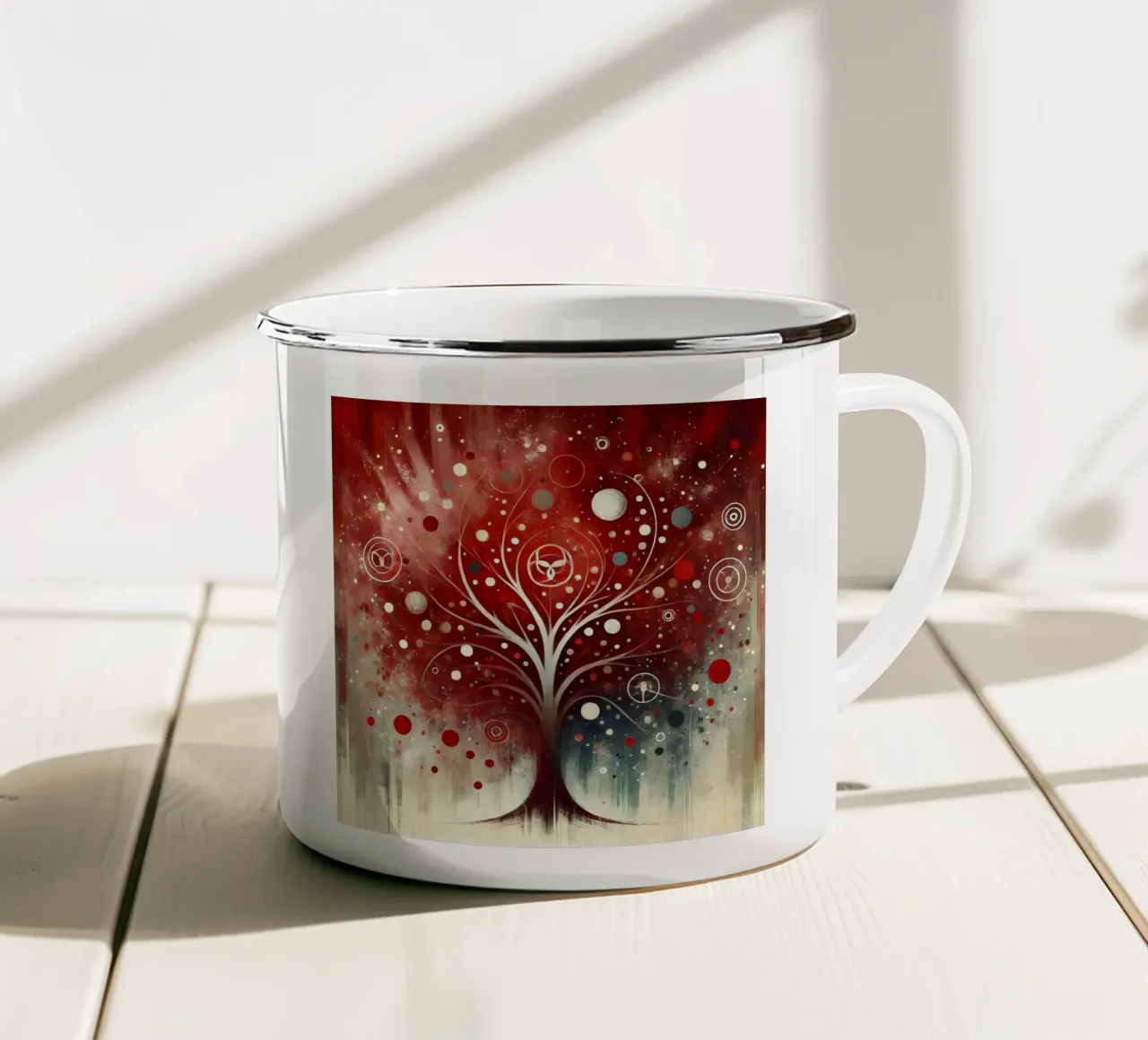 Albero rosso tazza in smalto da spiritual