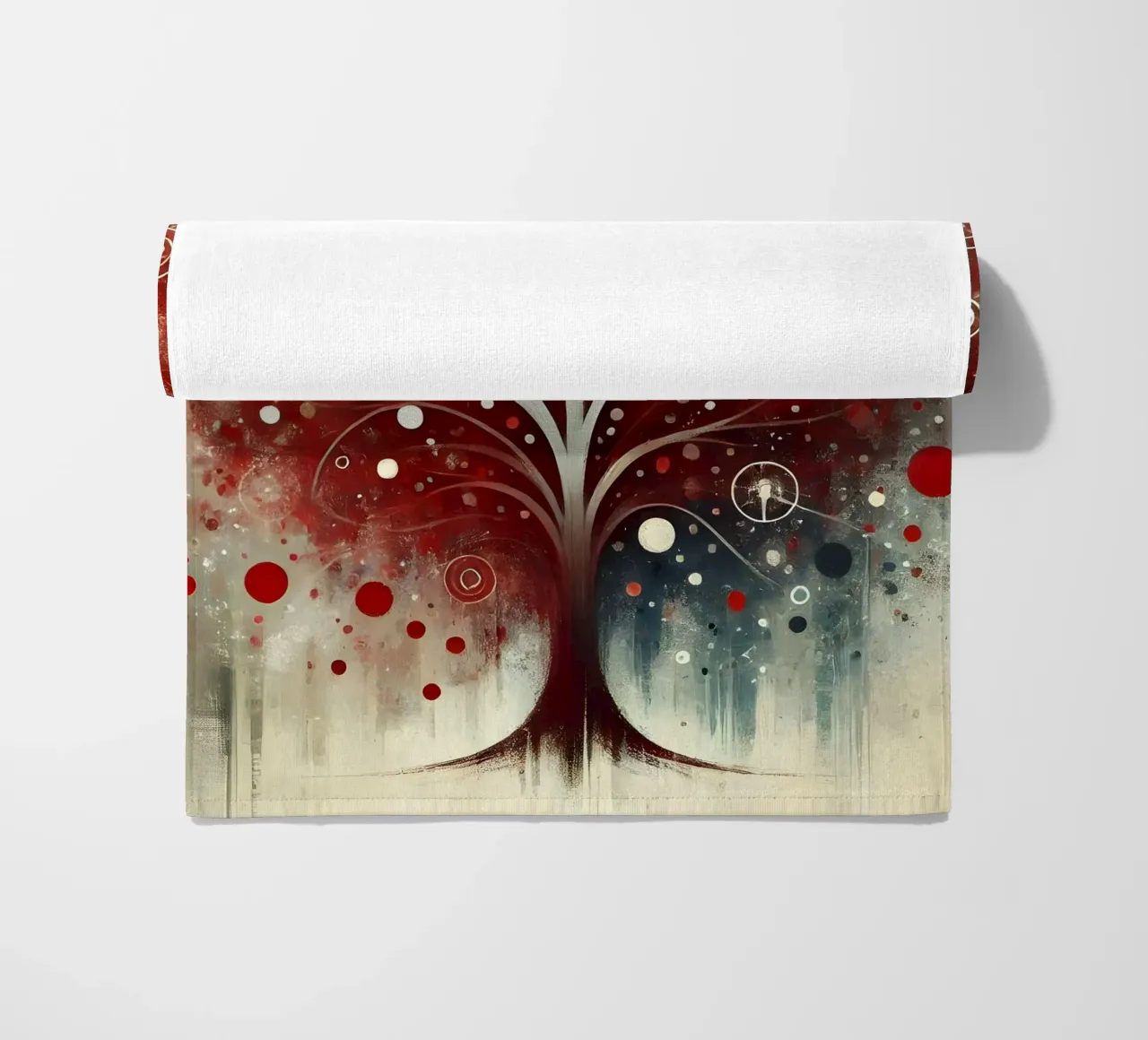 Tree red beach towel by spiritual