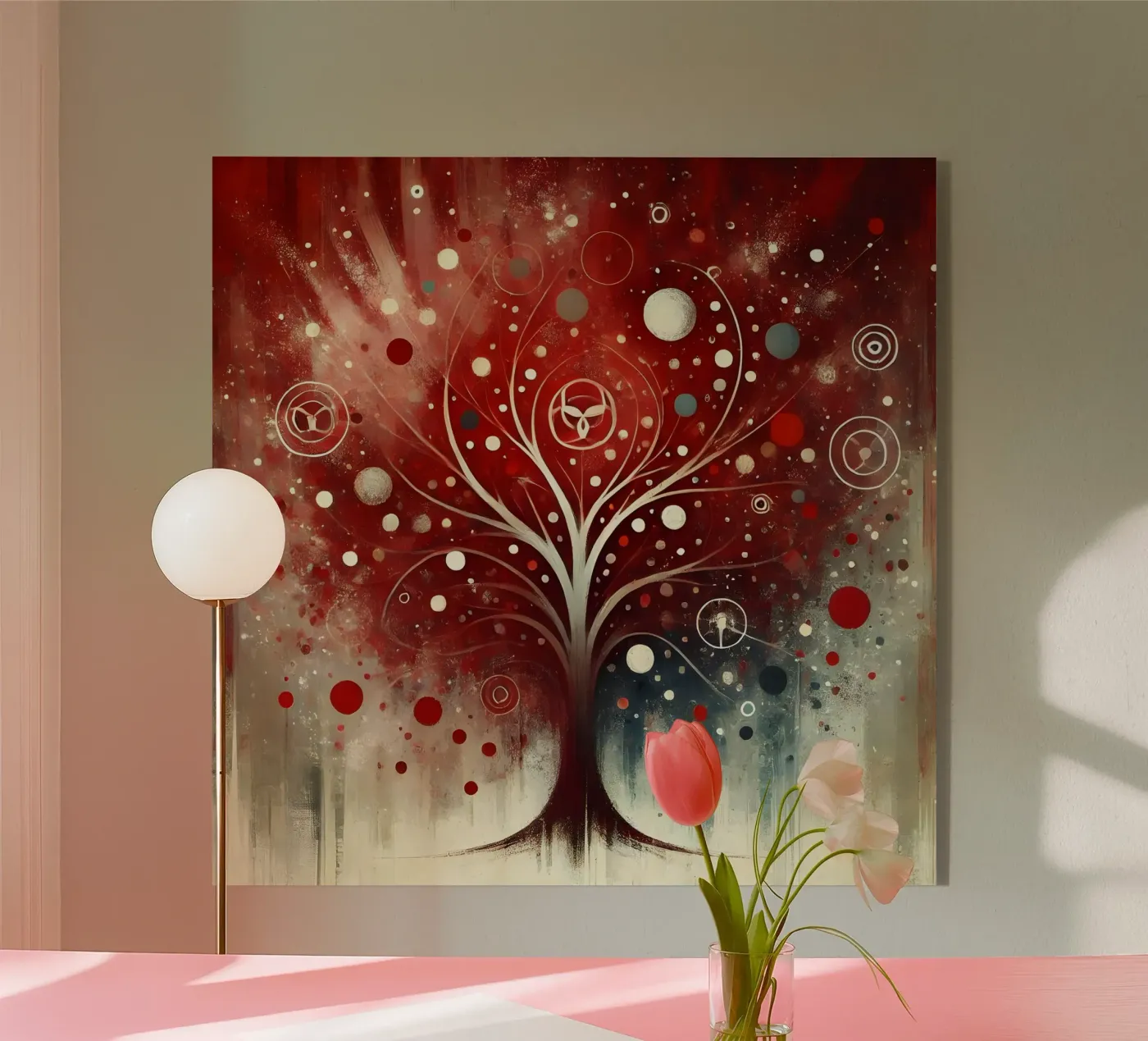 Boom rood acryl van spiritual