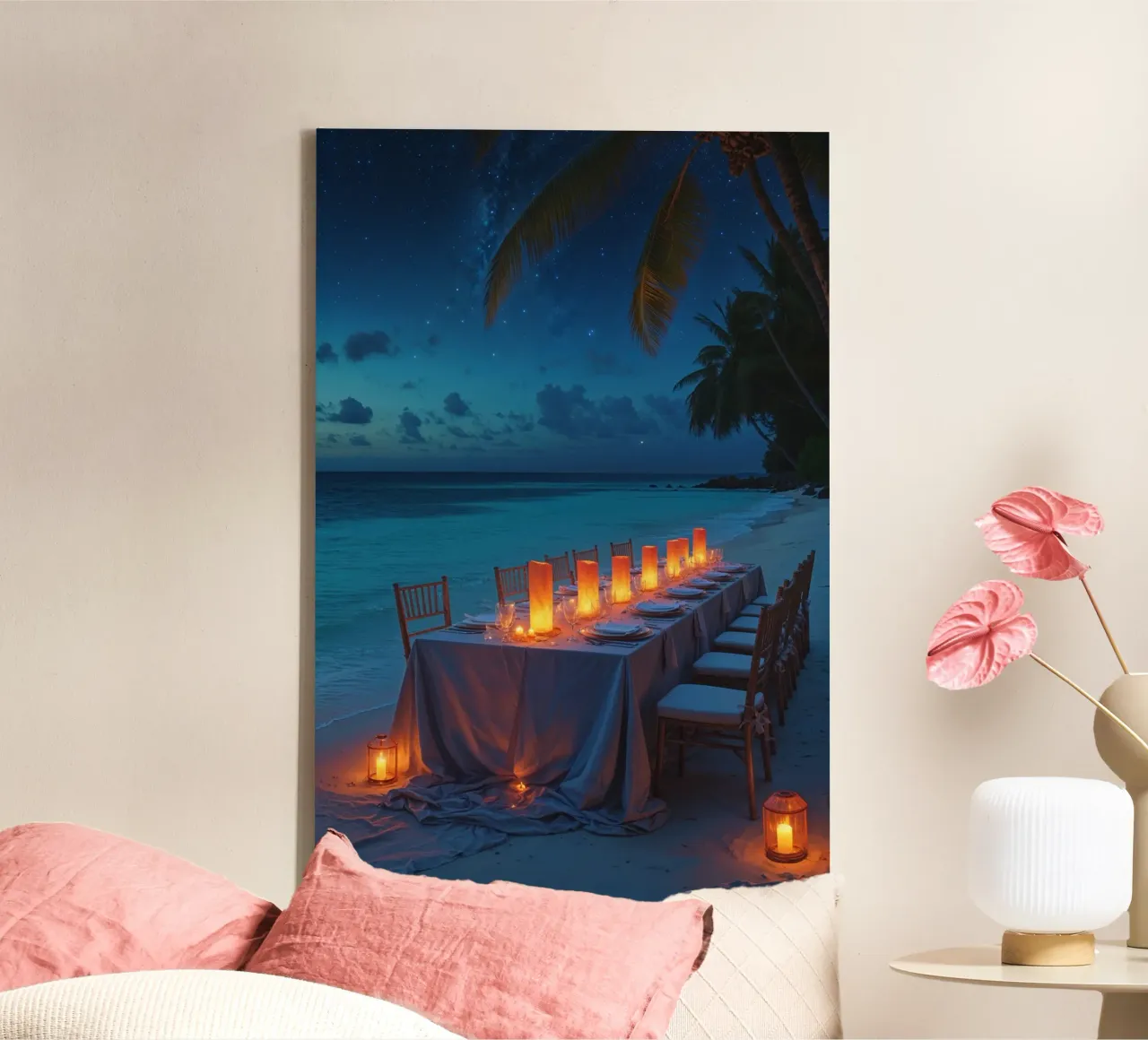 Oceanfront Dining Beneath the Stars tela con Cornice a cassetta da AlbertKlee