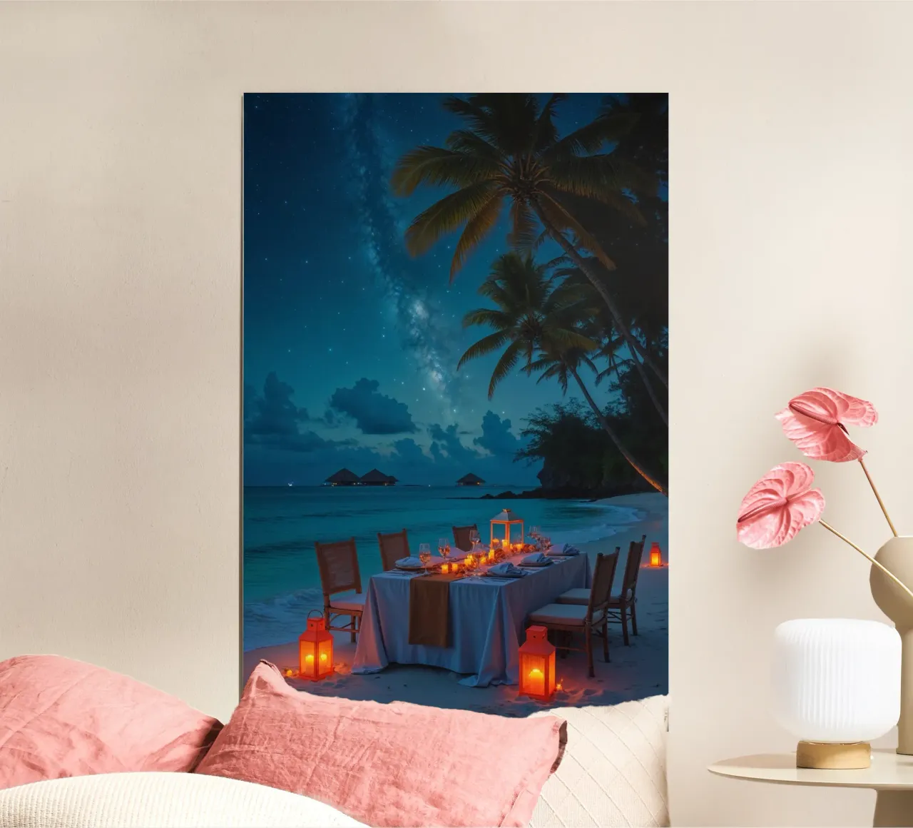 Serene Lantern-Lit Beachside Dining poster da AlbertKlee