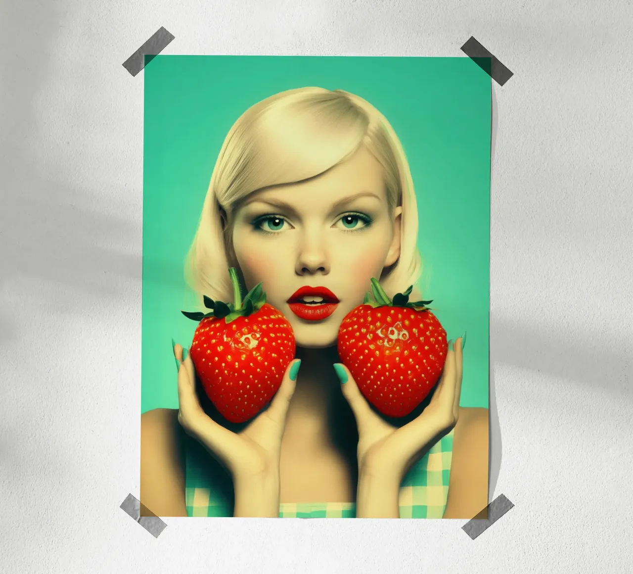 Ragazza bionda alla fragola - Poster cucina retrò poster da Autofocus