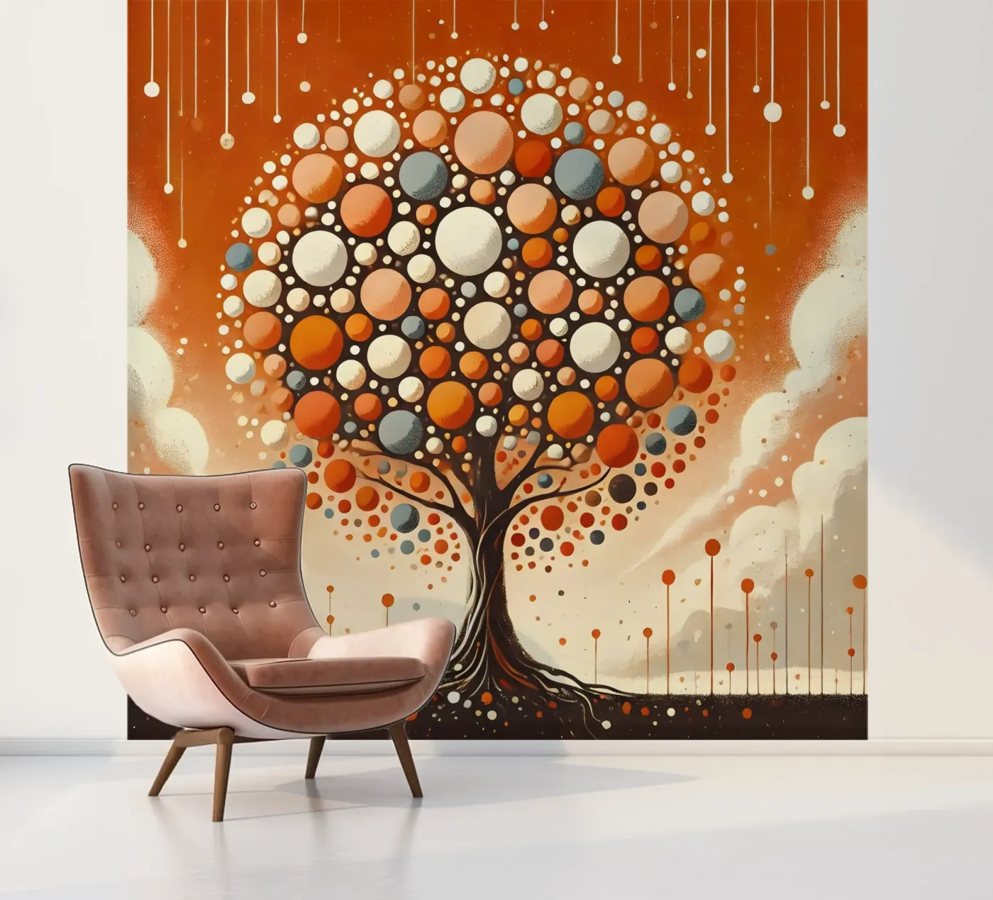 Baum orange fotobehang van spiritual