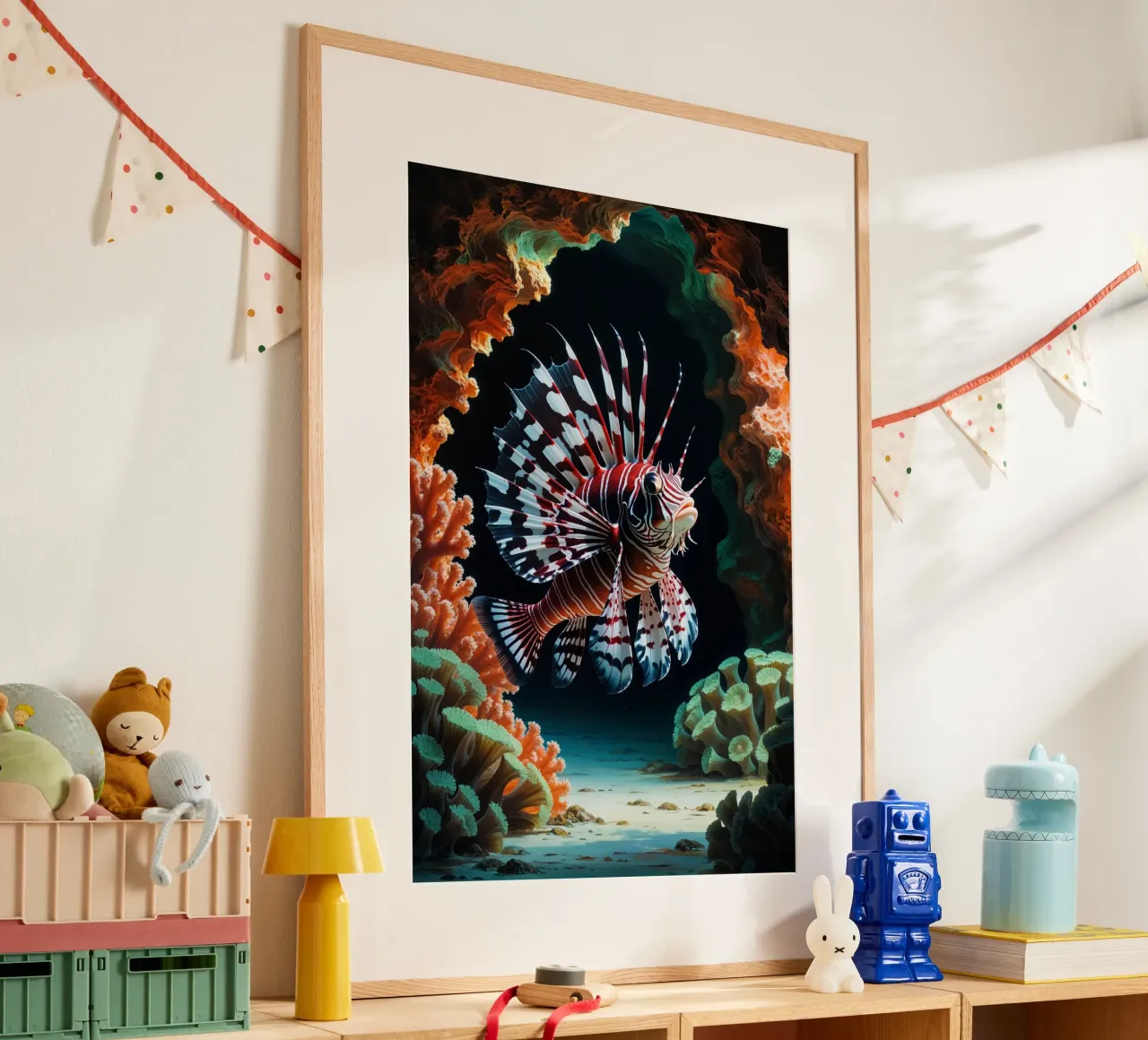Lionfish in a Fiery Coral Arch carta hahnemühle da AlbertKlee
