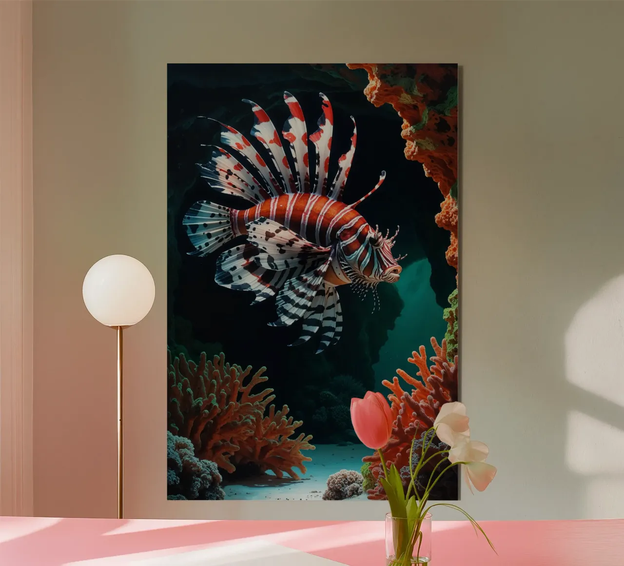 Lionfish in a Serene Coral Passage alluminio dibond da AlbertKlee