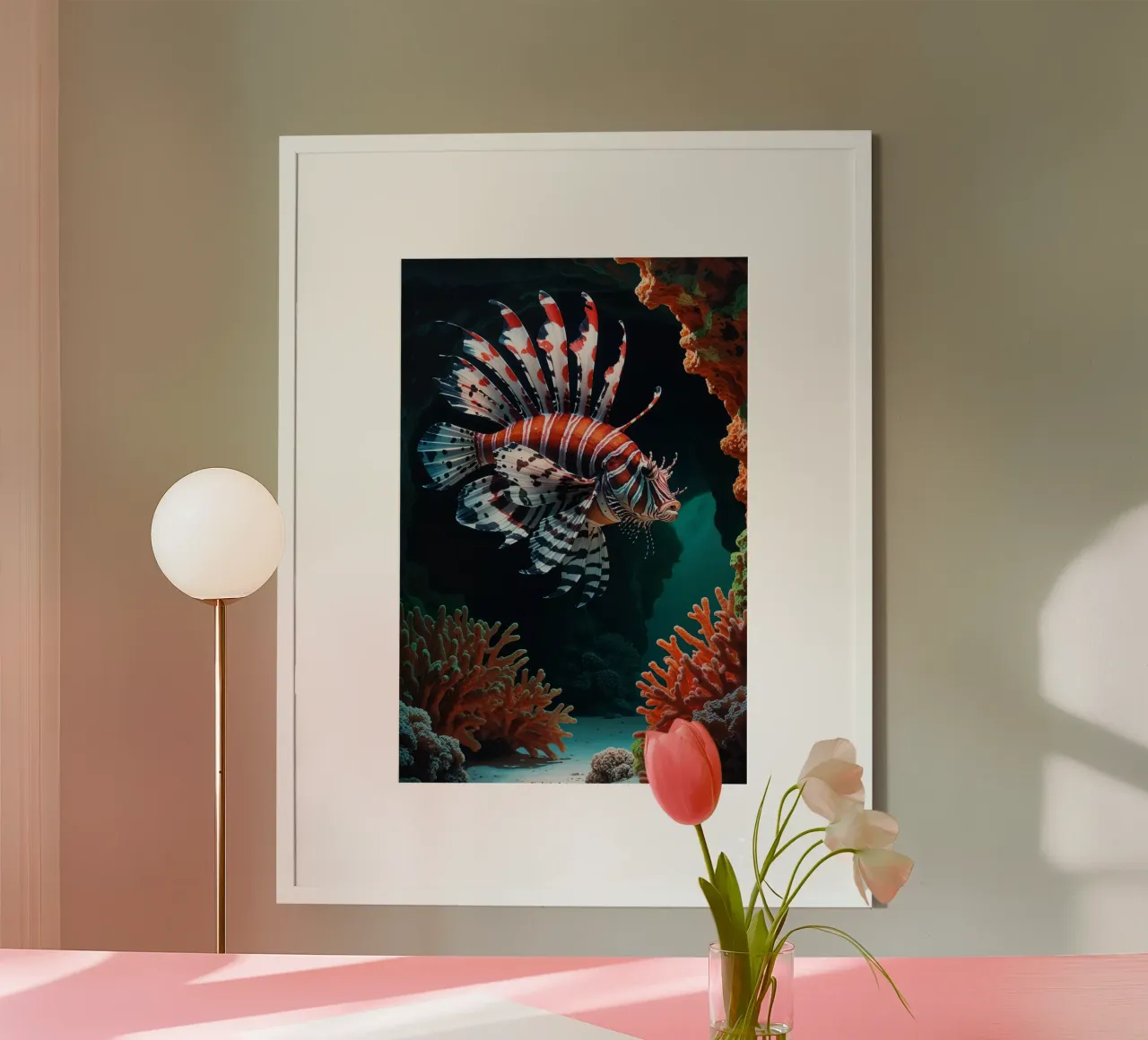 Lionfish in a Serene Coral Passage carta hahnemühle da AlbertKlee