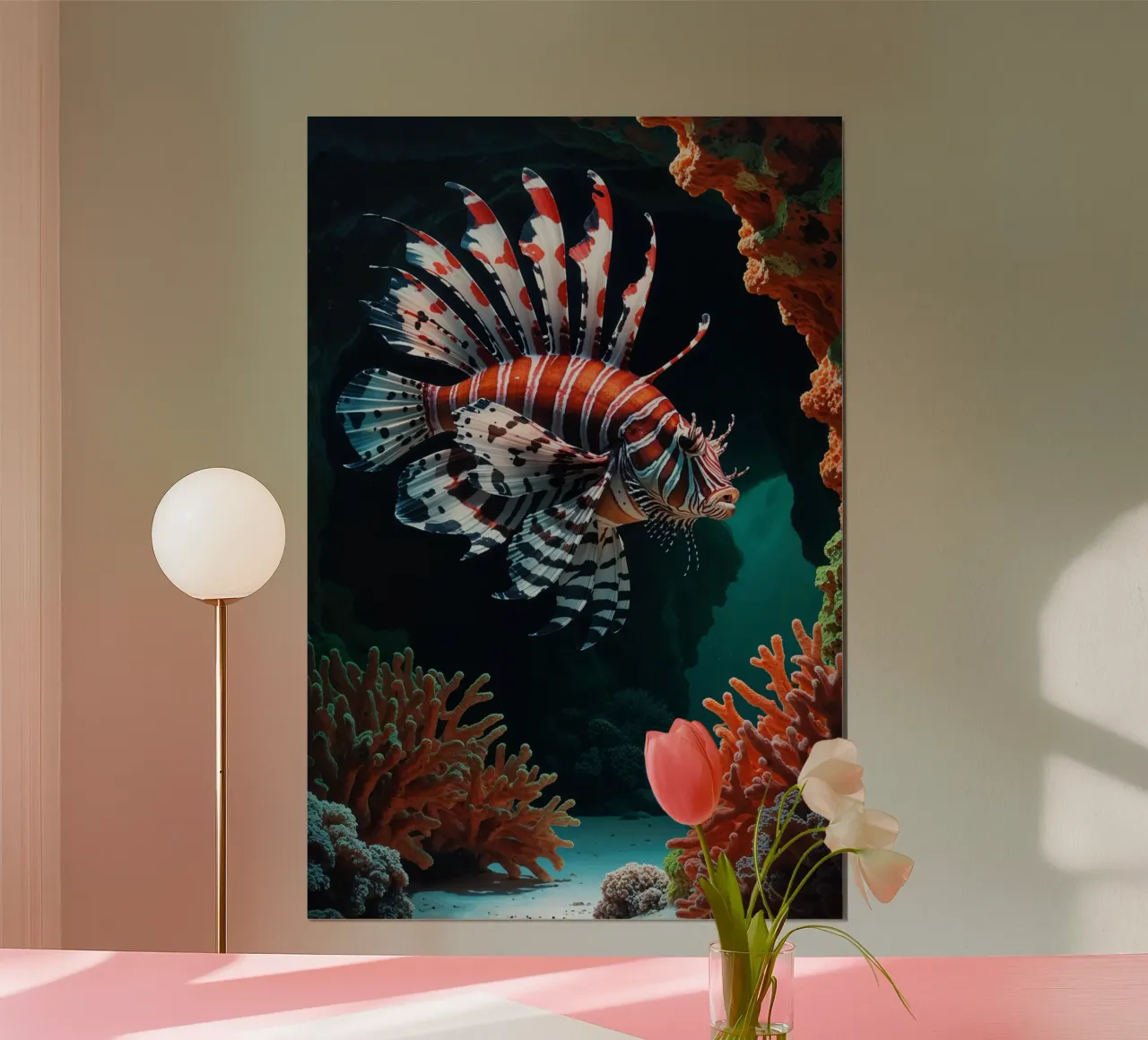 Lionfish in a Serene Coral Passage carta hahnemühle da AlbertKlee