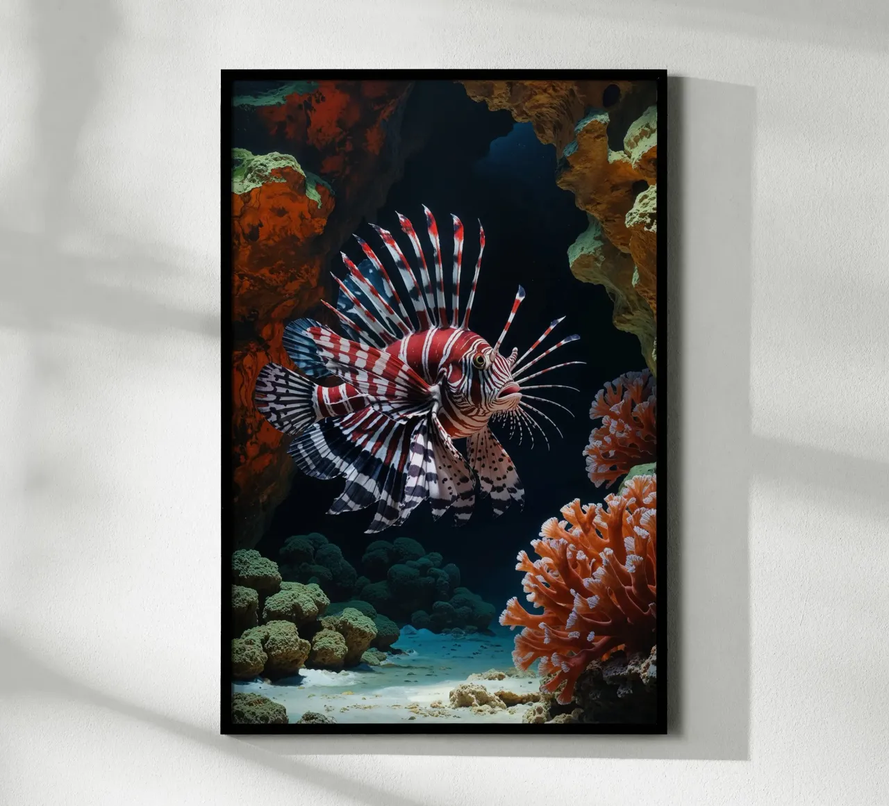 Lionfish Exploring Coral Depths carta hahnemühle da AlbertKlee