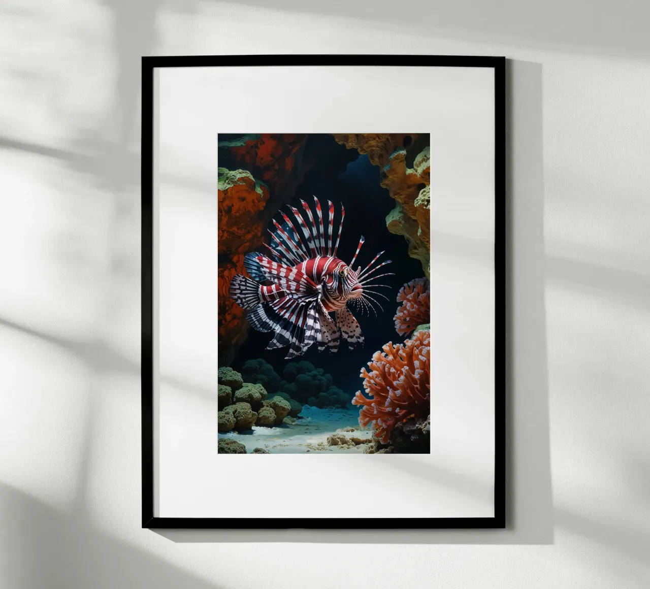 Lionfish Exploring Coral Depths carta hahnemühle da AlbertKlee