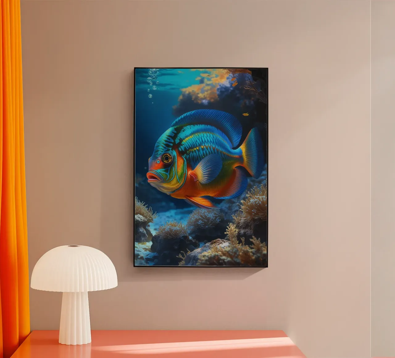 Radiant Mandarin Fish in Coral Haven Acryl-Glas von AlbertKlee