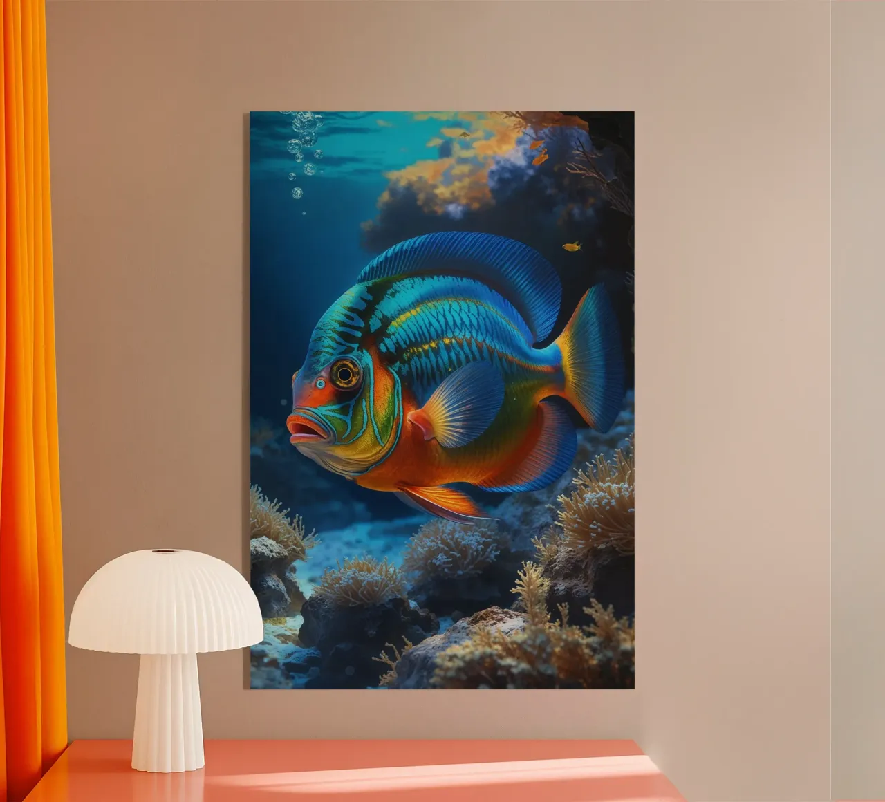 Radiant Mandarin Fish in Coral Haven Acryl-Glas von AlbertKlee