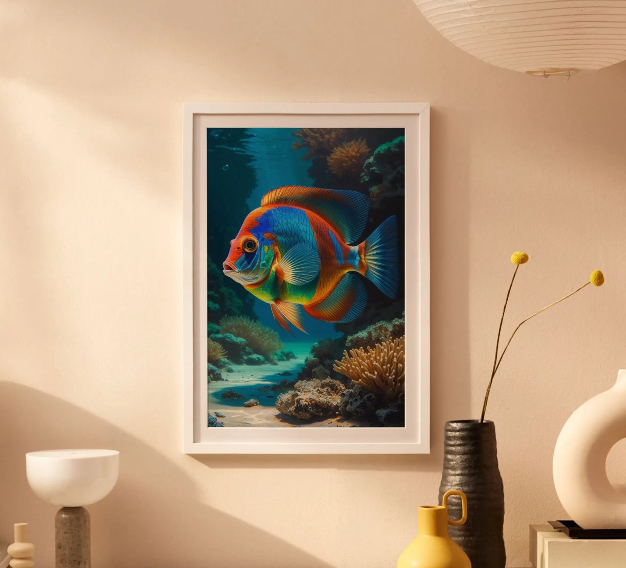 Elegant Mandarin Fish in Vibrant Reef Poster von AlbertKlee
