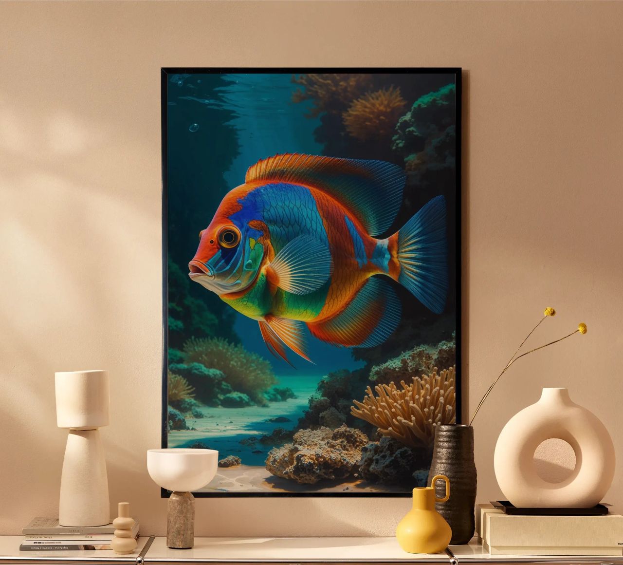 Elegant Mandarin Fish in Vibrant Reef Poster von AlbertKlee