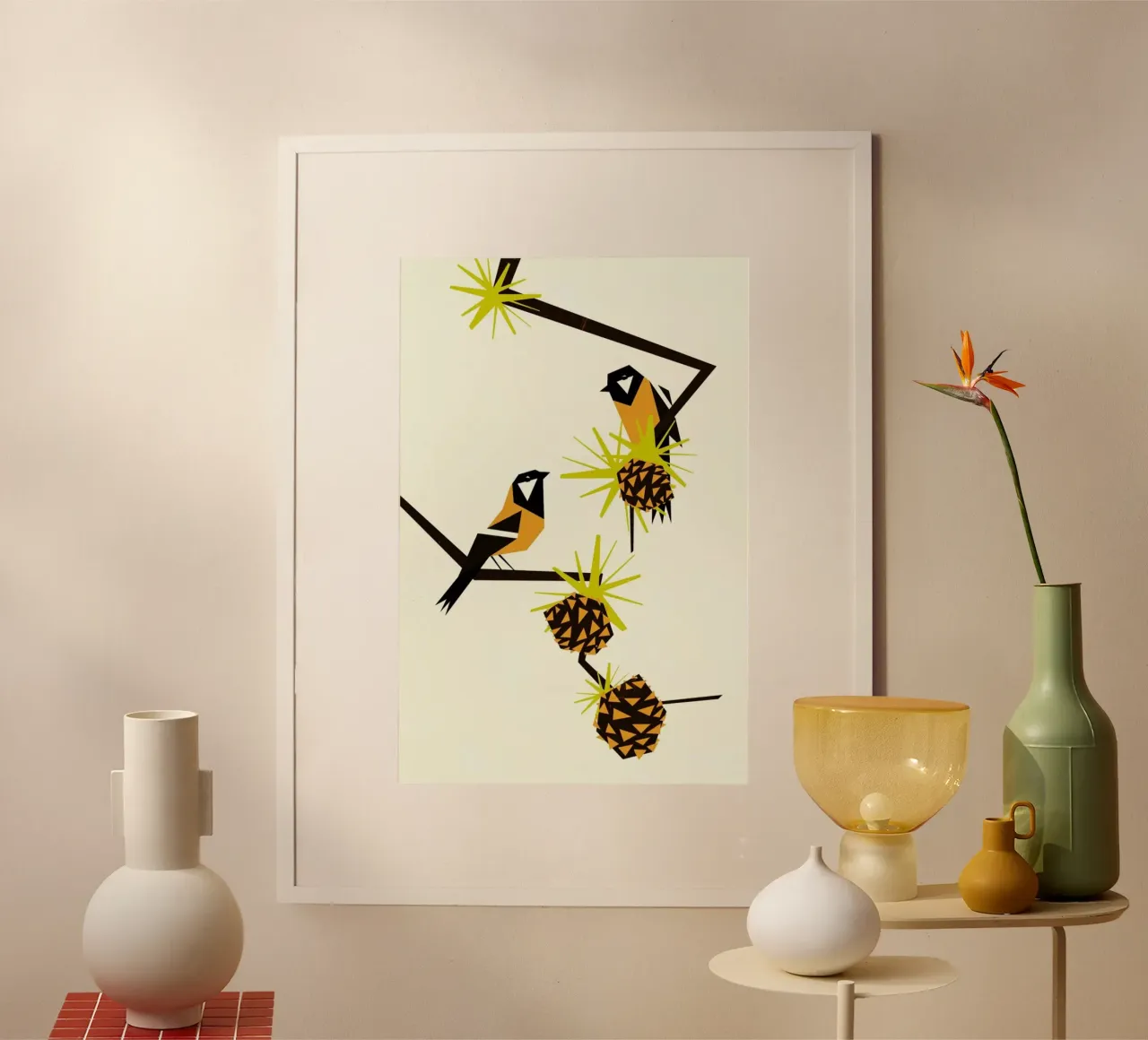 Great Tits poster with plastic frame by Yetiland