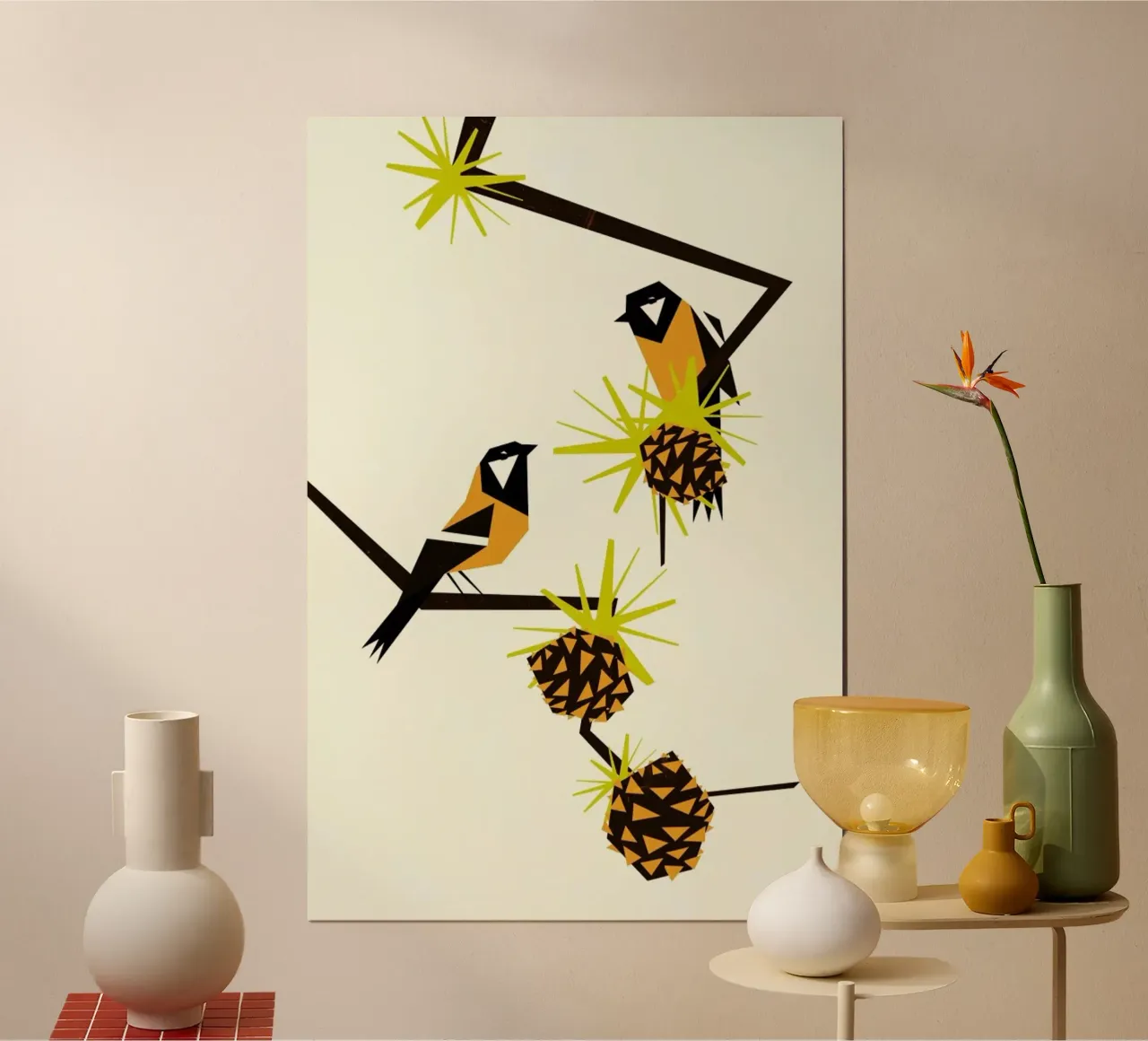 Great Tits poster with plastic frame by Yetiland