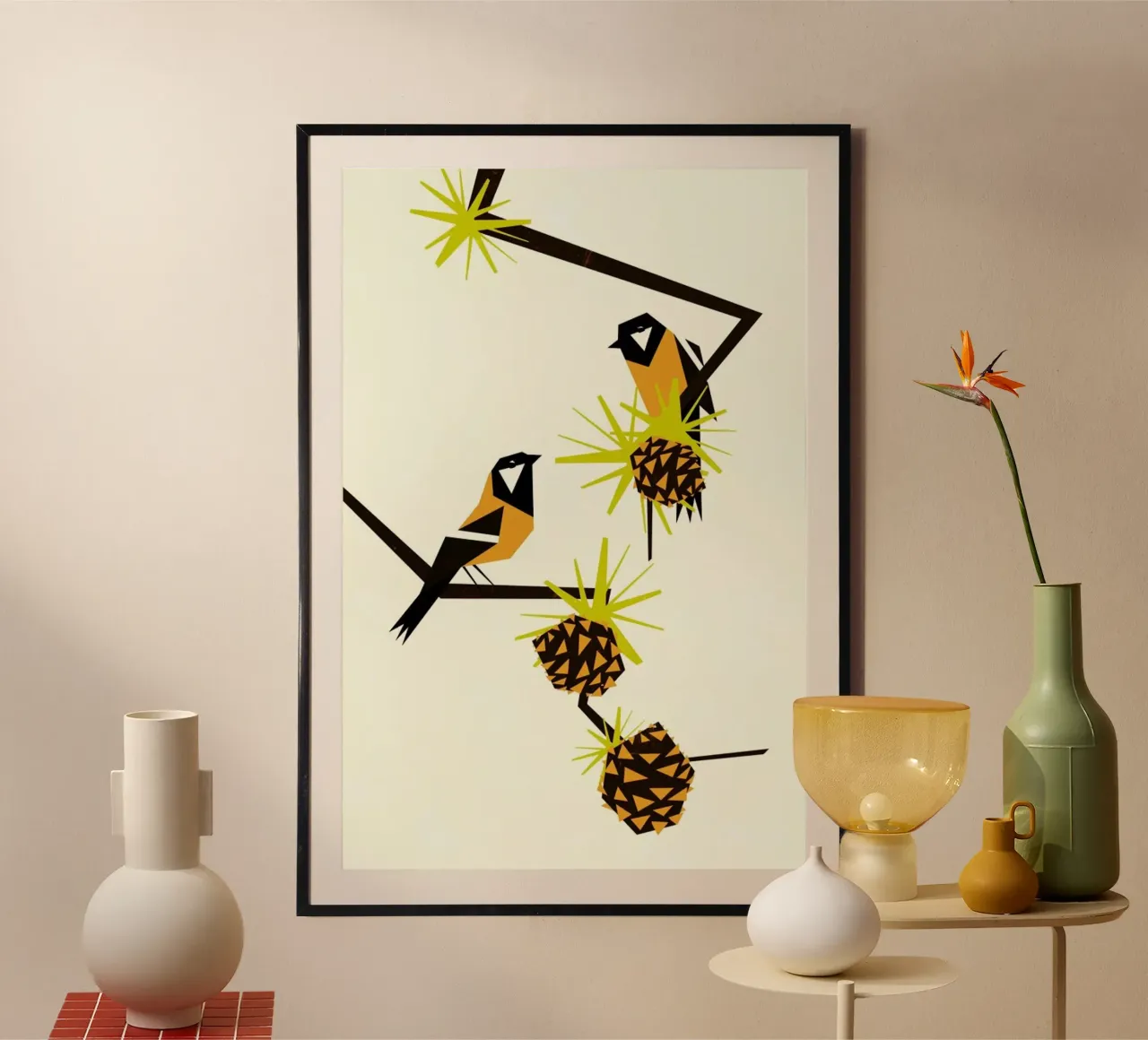 Great Tits poster with plastic frame by Yetiland