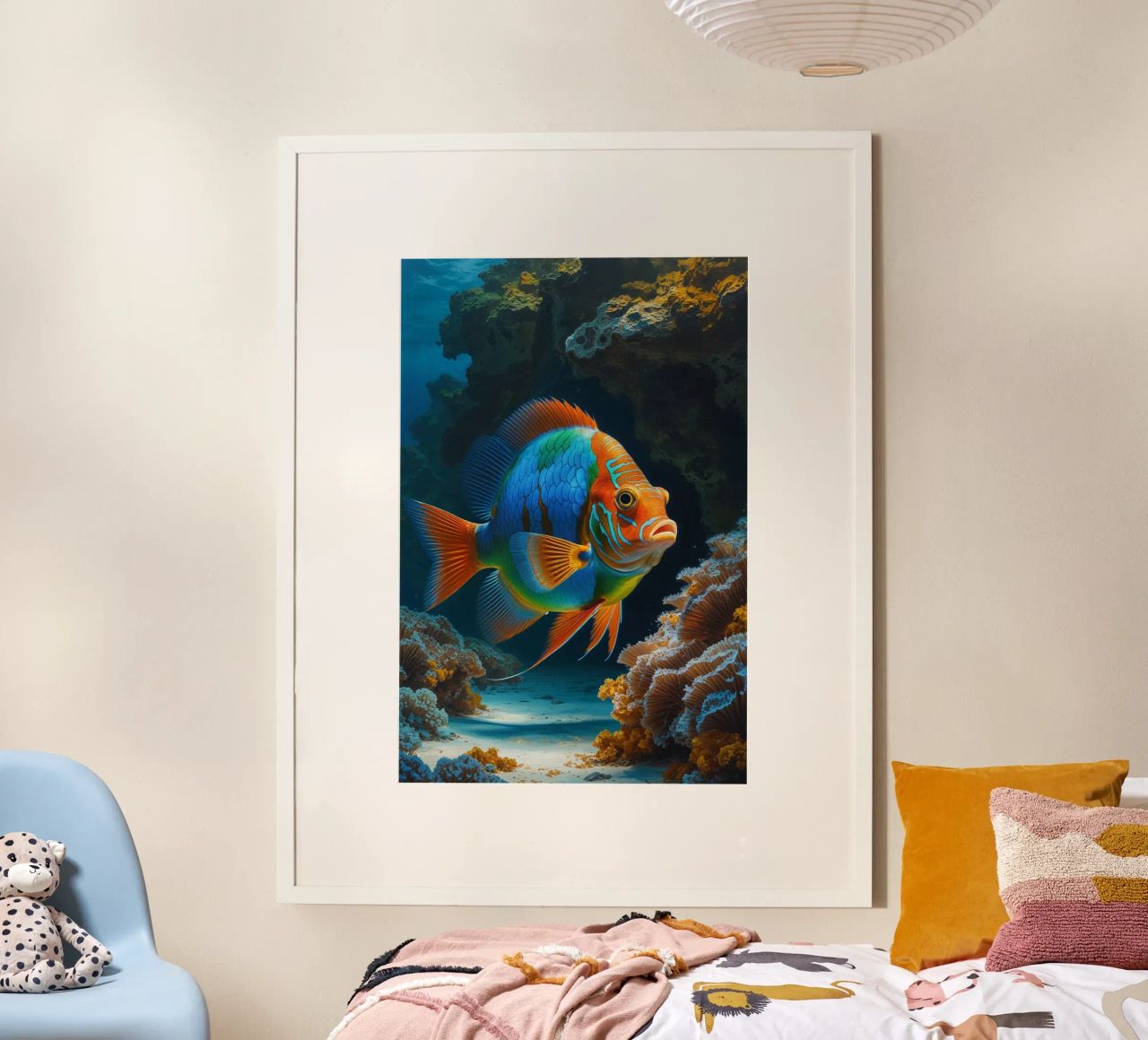 Dynamic Mandarin Fish in Coral Wonderland Poster von AlbertKlee