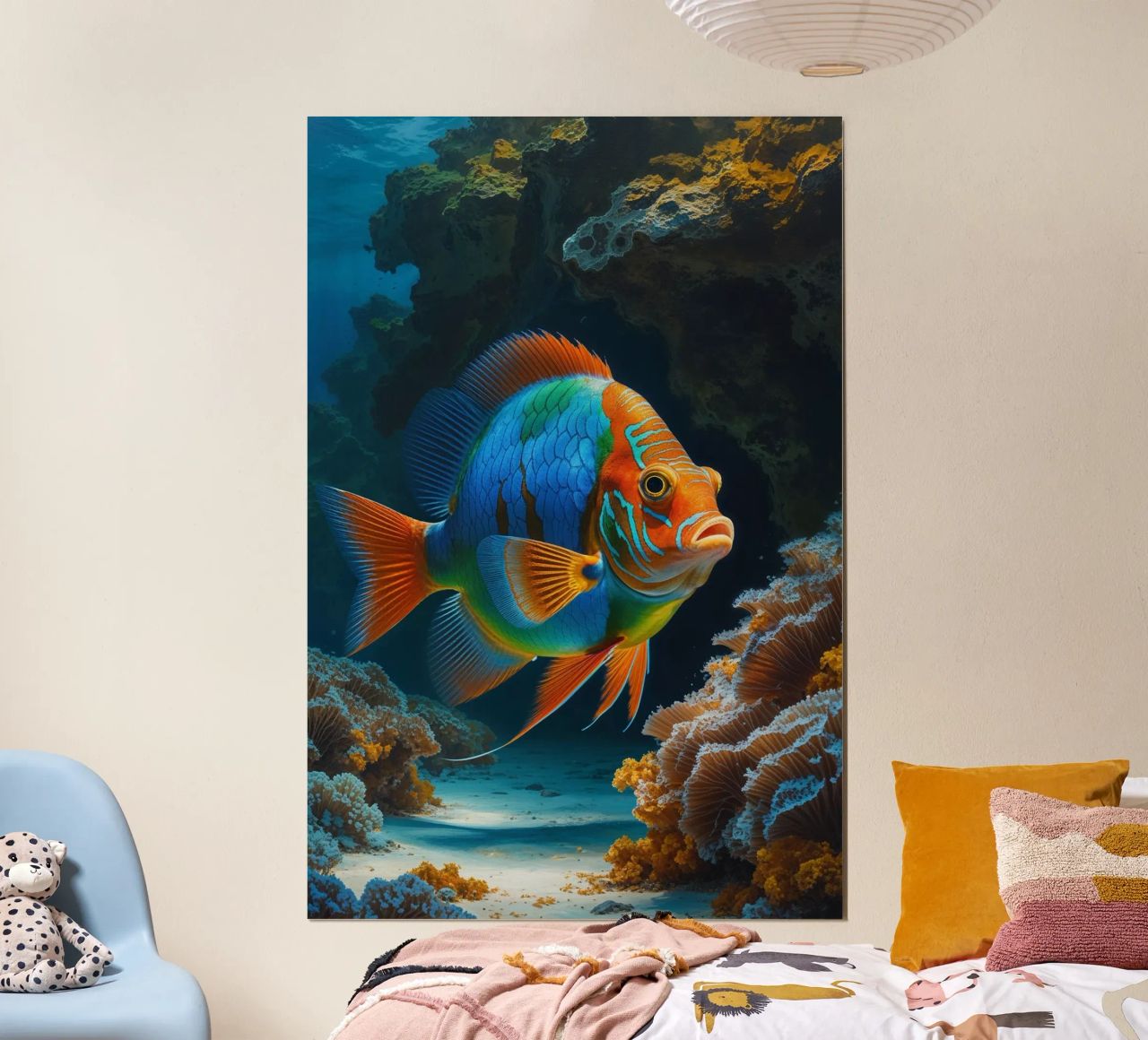 Dynamic Mandarin Fish in Coral Wonderland Poster von AlbertKlee