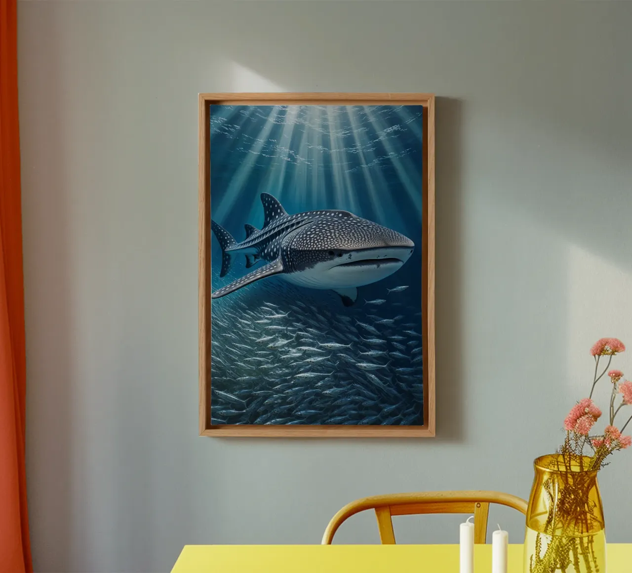 Whale Shark Gliding in Oceanic Elegance tela con Cornice a cassetta da AlbertKlee
