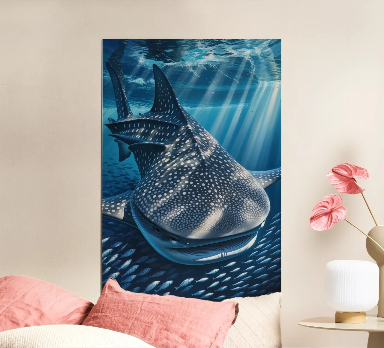 Whale Shark in Sunlit Marine Paradise poster da AlbertKlee