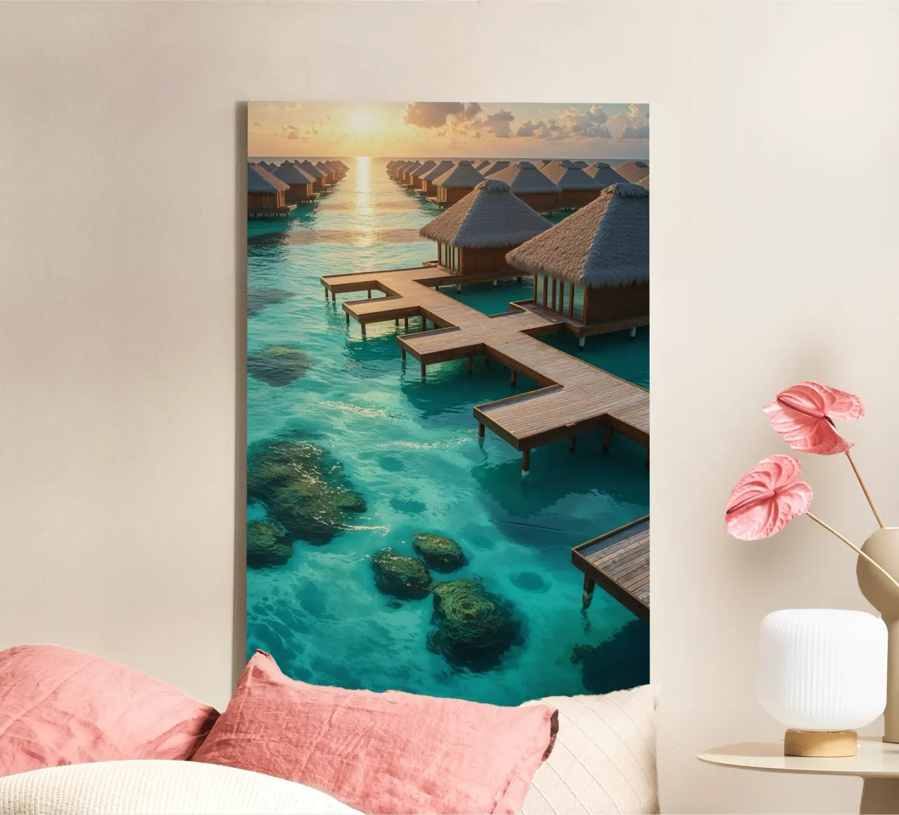 Sunlit Lagoon Haven tela con Cornice a cassetta da AlbertKlee