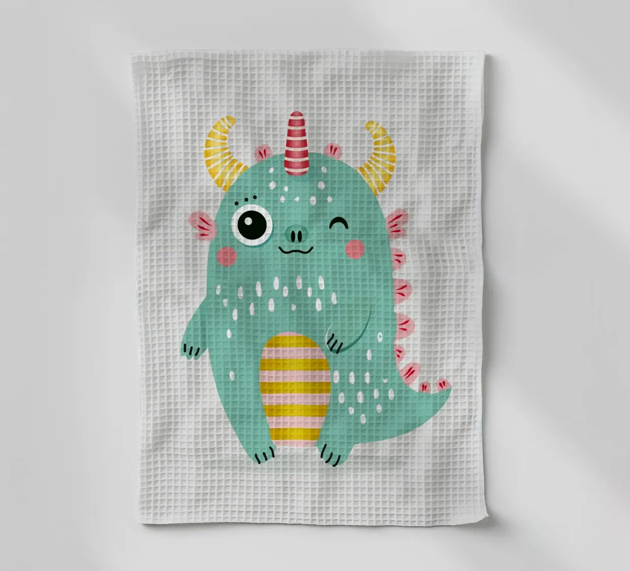 Simpatico mostro con corna colorate canovaccio da cucina da namosh