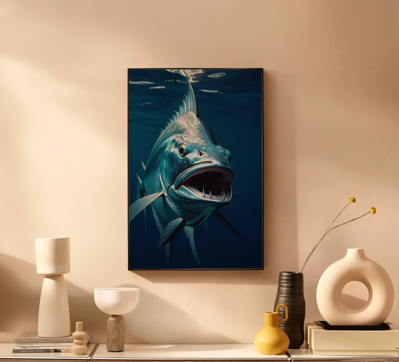 Close-Up of Barracuda in Action alluminio dibond da AlbertKlee