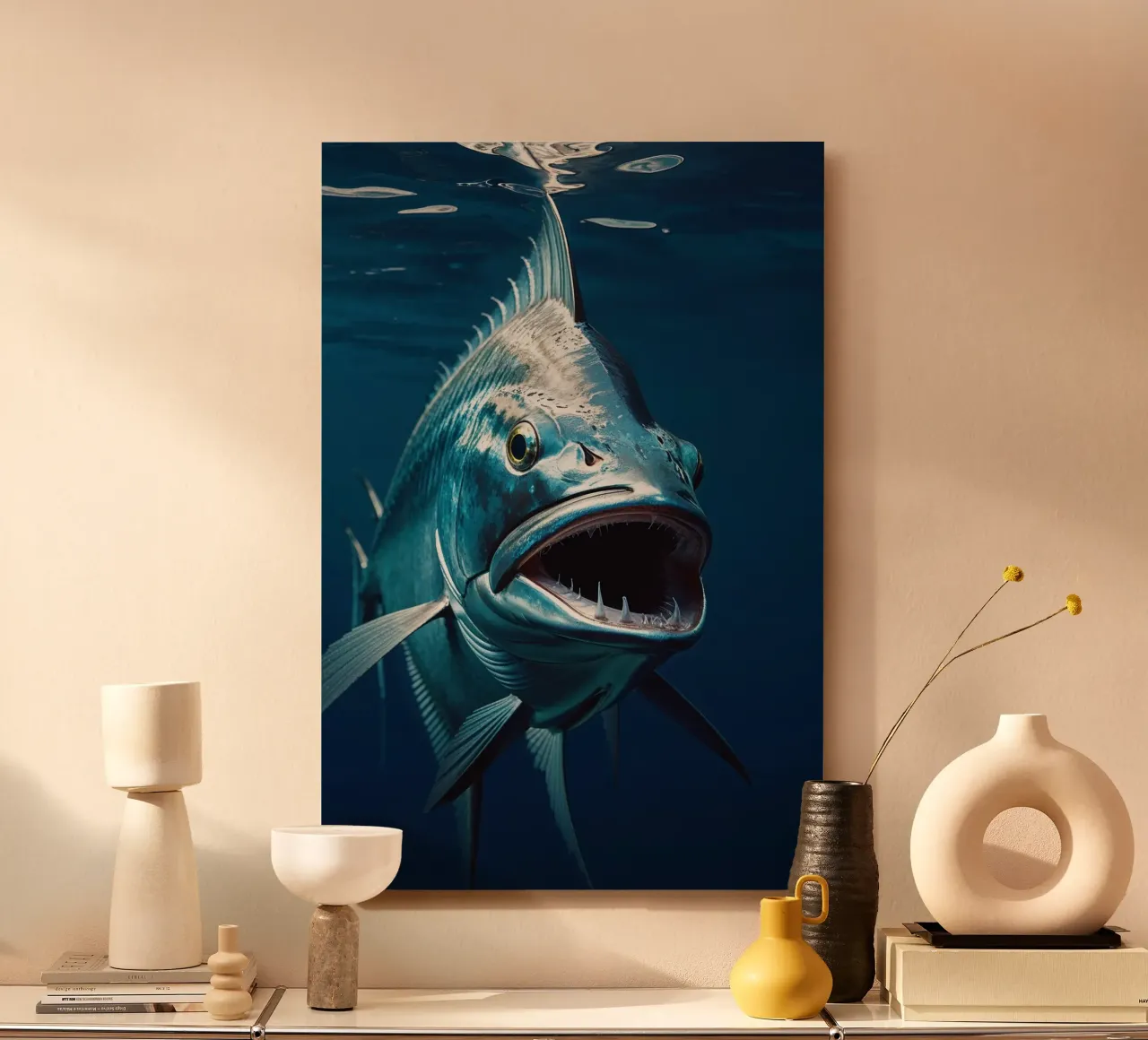 Close-Up of Barracuda in Action alluminio dibond da AlbertKlee