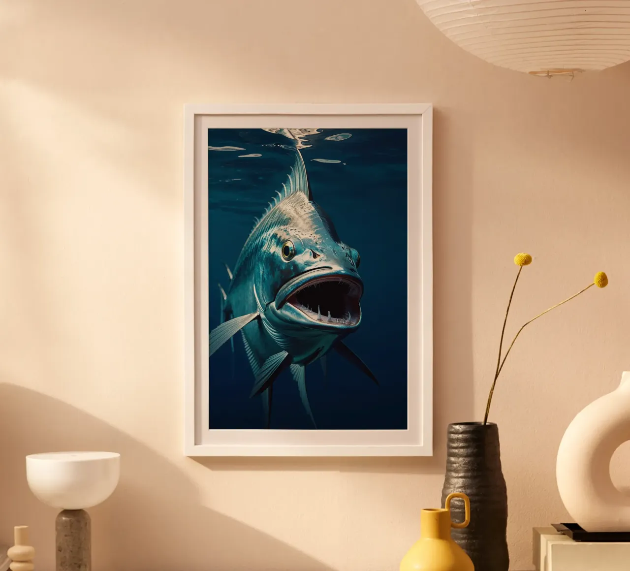 Close-Up of Barracuda in Action carta hahnemühle da AlbertKlee