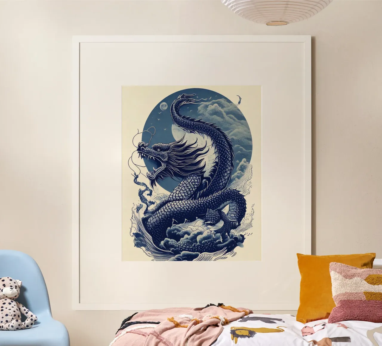 Blue dragon poster con telaio in alluminio da tylerstudio