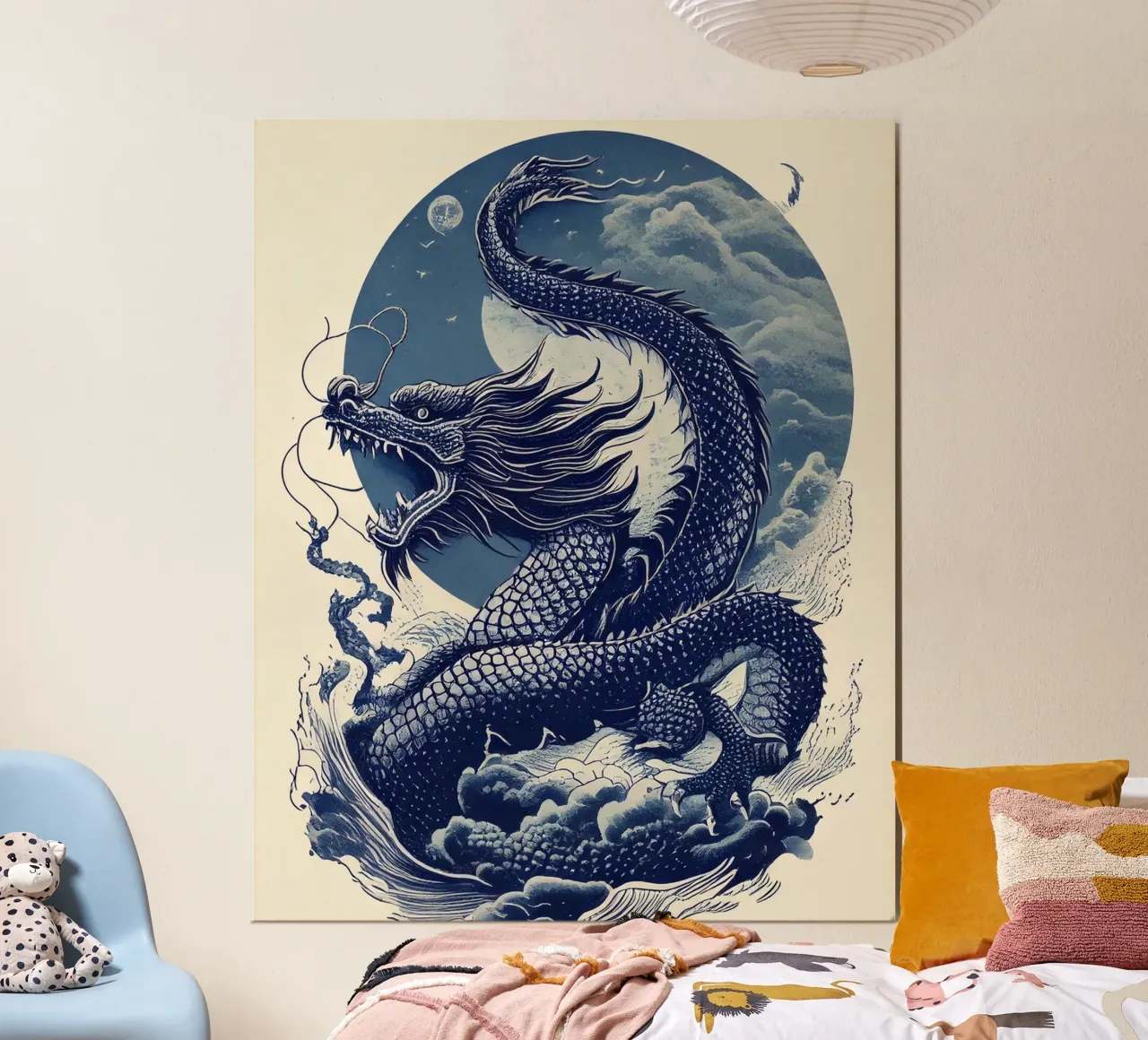 Blue dragon poster con telaio in alluminio da tylerstudio