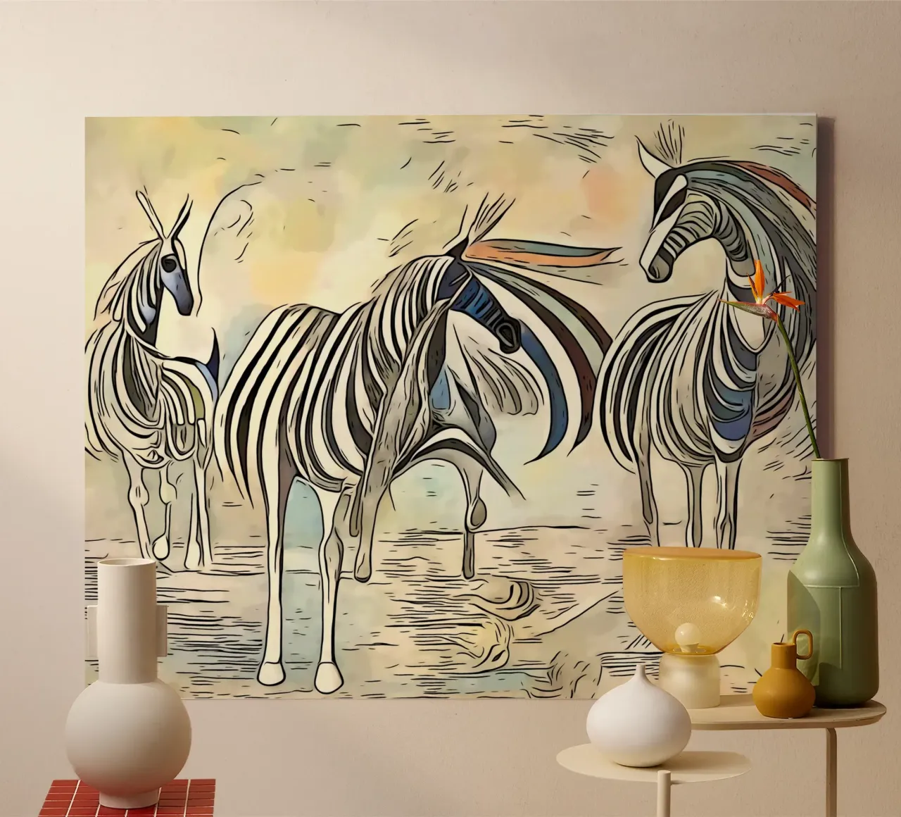 On safari in Africa, motif 4 canvas with Floater frame by ZAMART