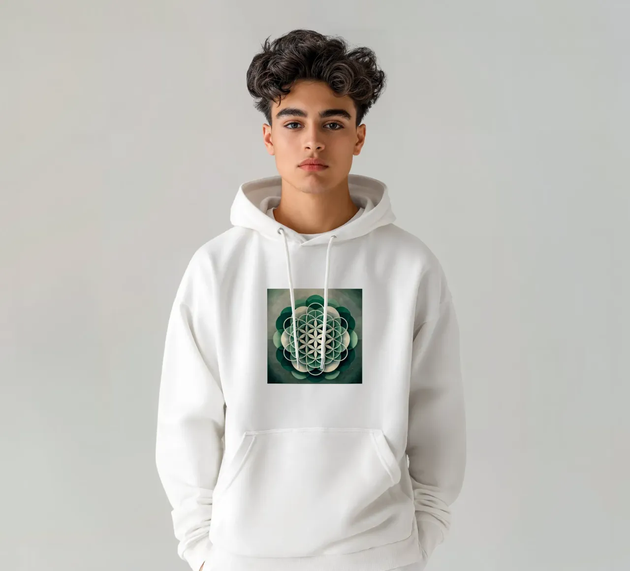 Fiore della vita - verde felpa con cappuccio da spiritual