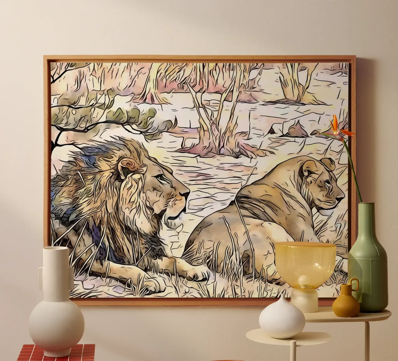 On safari in Africa, motif 5 canvas with Floater frame by ZAMART