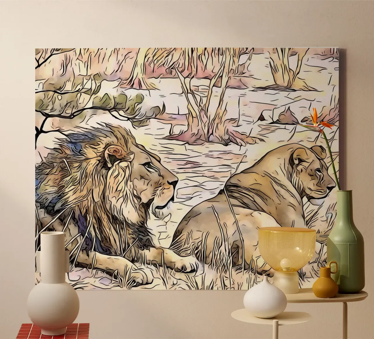 On safari in Africa, motif 5 canvas with Floater frame by ZAMART