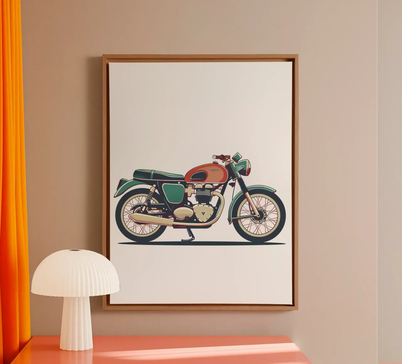 Illustrazione di moto retrò di tendenza tela con Cornice a cassetta da Urban Life