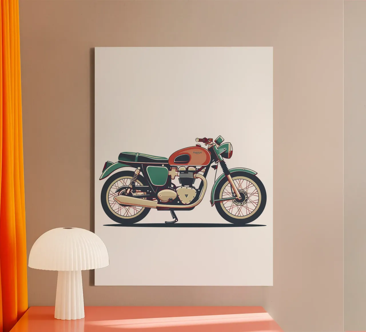 Illustrazione di moto retrò di tendenza tela con Cornice a cassetta da Urban Life