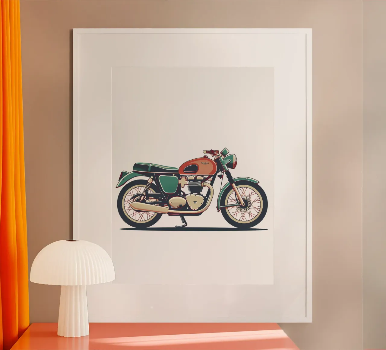 Illustrazione di moto retrò di tendenza poster con telaio in plastica da Urban Life