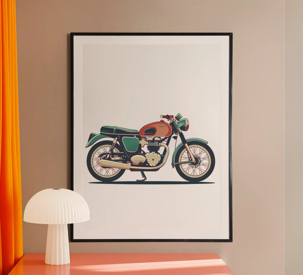 Illustrazione di moto retrò di tendenza poster con telaio in plastica da Urban Life
